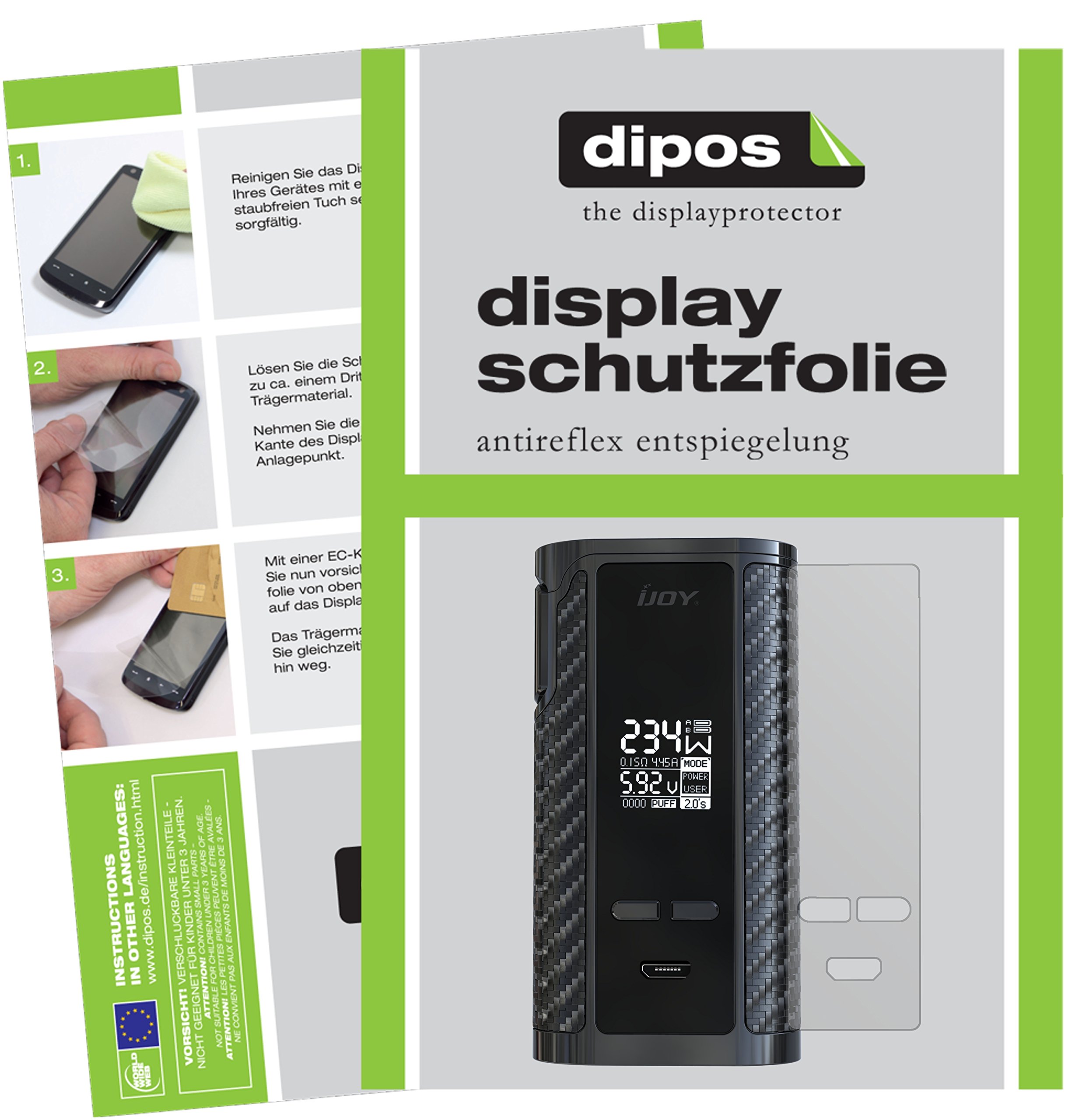 Dipos 6x Pellicola Protettiva Antiriflesso Per IJoy Captain PD270, Opaca Anti-impronta, Made In Germany