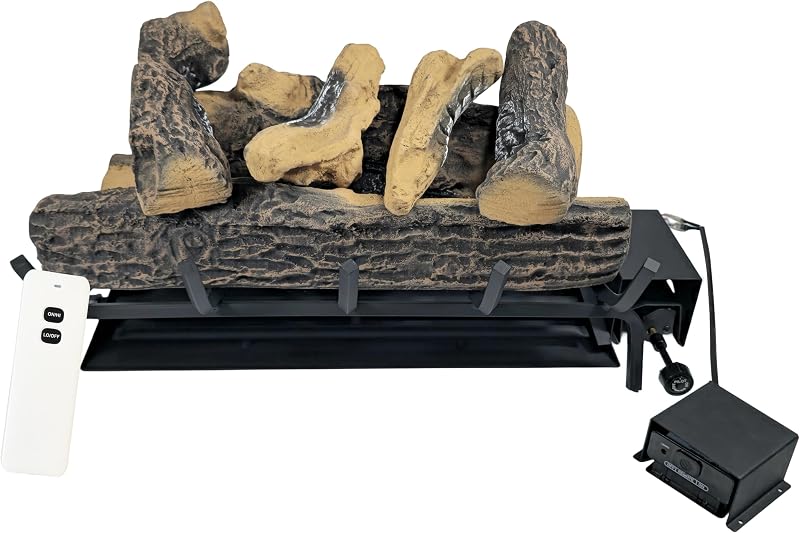 Vented 18inch-24inch Gas logs Sets Gas with Valve Fireplace Burner Replacement Only for Existing Chimney Fireplace, Match Light(Manual Valve, 24 inch Natural Oak)