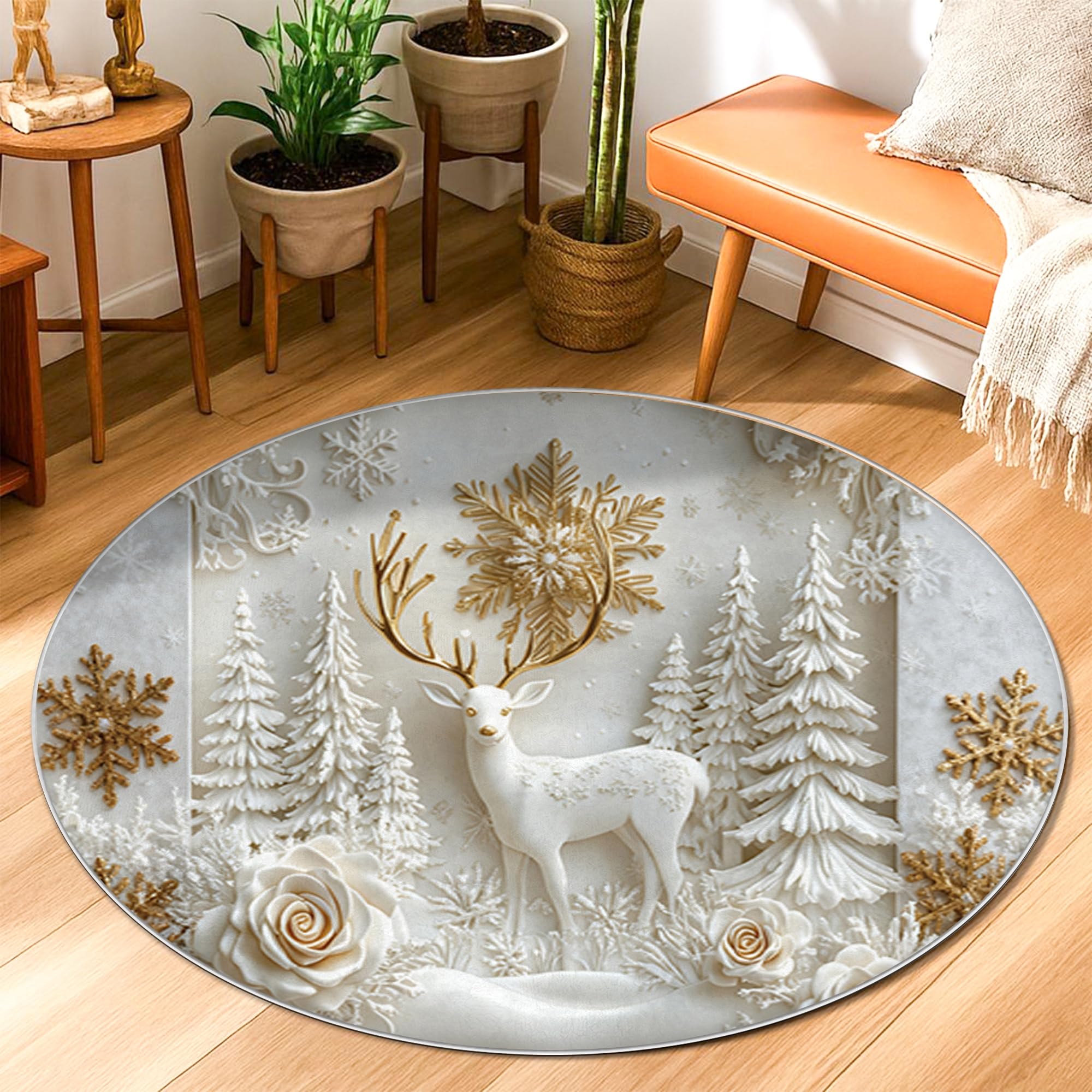 Tapis motif cerf et sapins pour réchauffer l'ambiance de votre buanderie