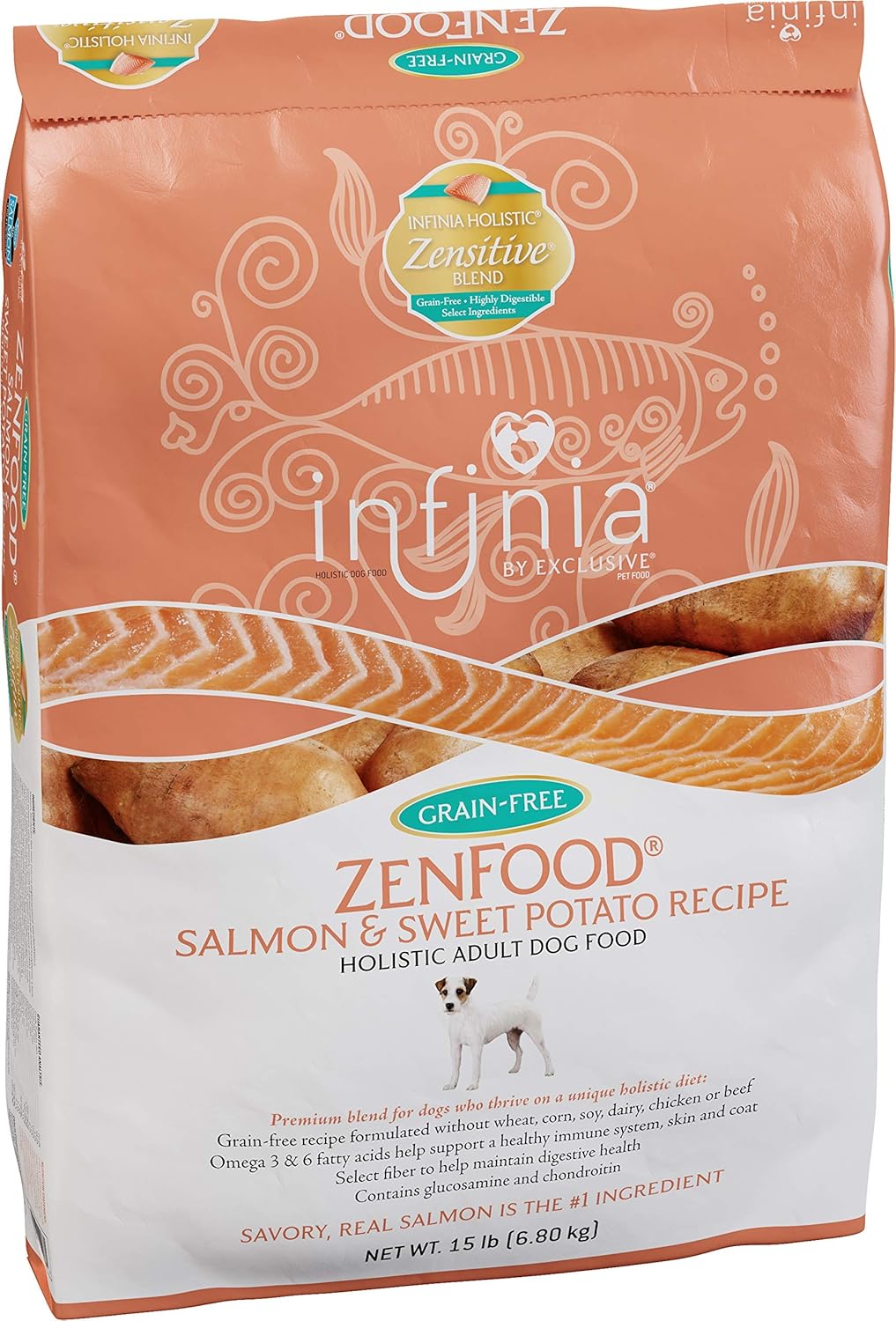 Infinia ZenFood | Salmon and Sweet Potato Grain-Free Adult Dog Food | Nutritionally Complete - 30 Pound (30 lb.) Bag