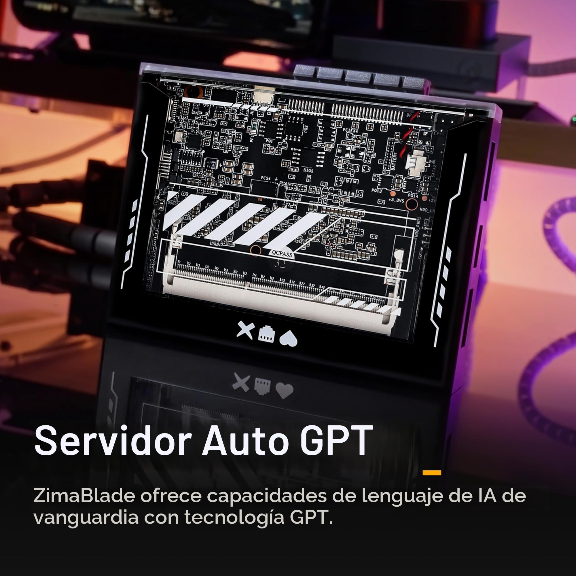 ZimaBlade 7700 Paquete de Almacenamiento Servidor monoplaca x86 para Cyber Native(con RAM y Adaptador Tipo C), PCIe x4, Multimedia Gigabit Ethernet 4K, Almacenamiento Conectado en Red