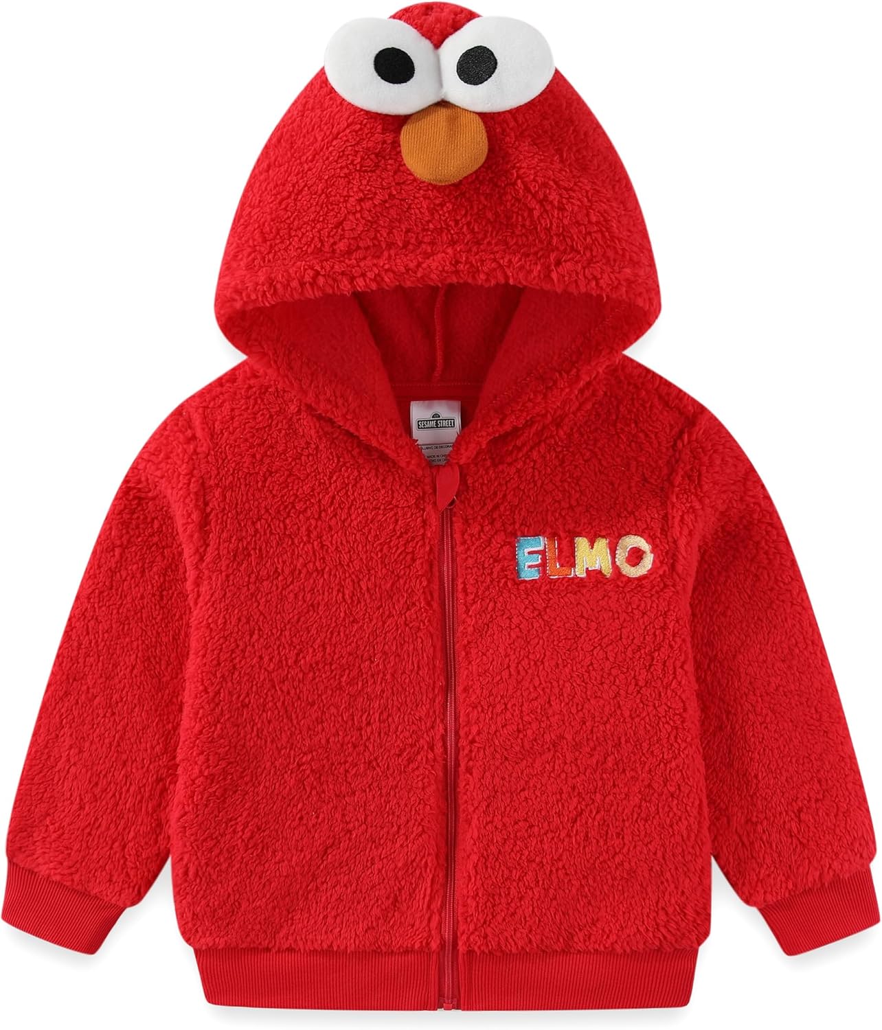 Sesame Street Elmo Cookie Monster Boys Zip Up Sherpa Hoodie with 3D Eyes for Toddler