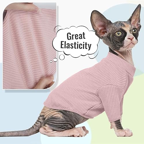 Miniatura 5 de DENTRUN Sphynx - Camisa de gatos sin pelo, camiseta de gatito, transpirable, cuello alto, adorable ropa de gato, chaleco de pijama