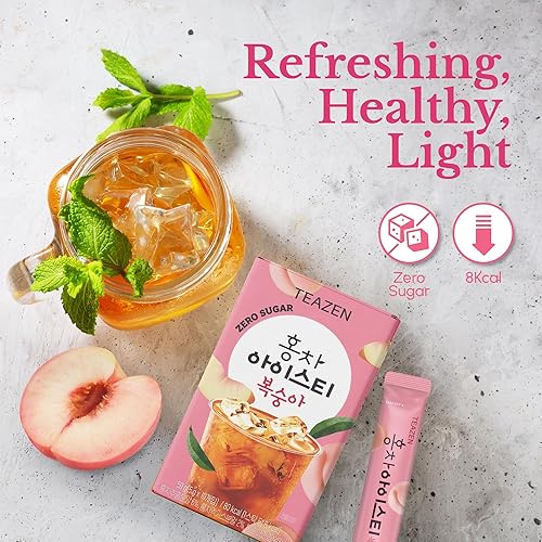 Miniatura 5 de Teazen Summer Peach - Té helado sin azúcar, té negro uva, mezcla de bebida de hidratación, 10 palitos, 1.76 onzas