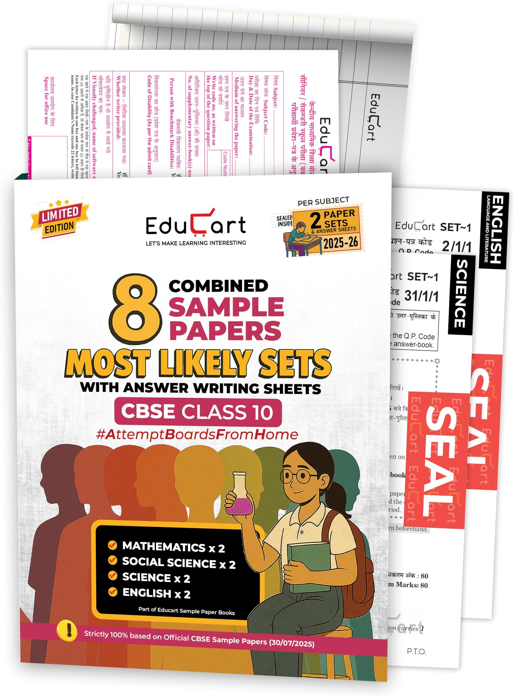 Educart CBSE Class 10 Combined Sample Papers - Science, Maths Standard, SST & English 2025-26 (Most Likely Sets 2026 Boards)