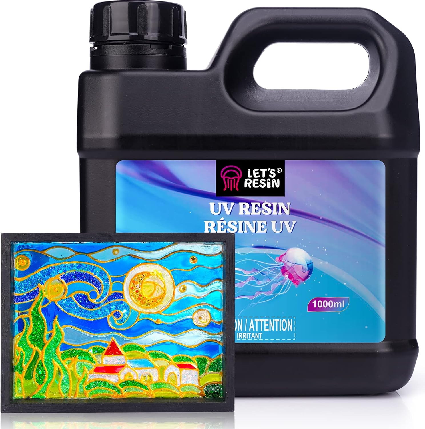 LET'S RESIN UV Resin, Upgraded 1,000g Crystal Clear UV Resin Hard, Low