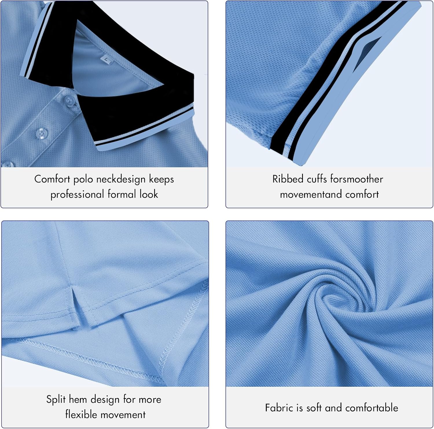 redgino Men's Baseball Softball Umpire Shirt Short Sleeve Polo Ref Jersey Referee Gear - Sized for Chest Protector - Image 6