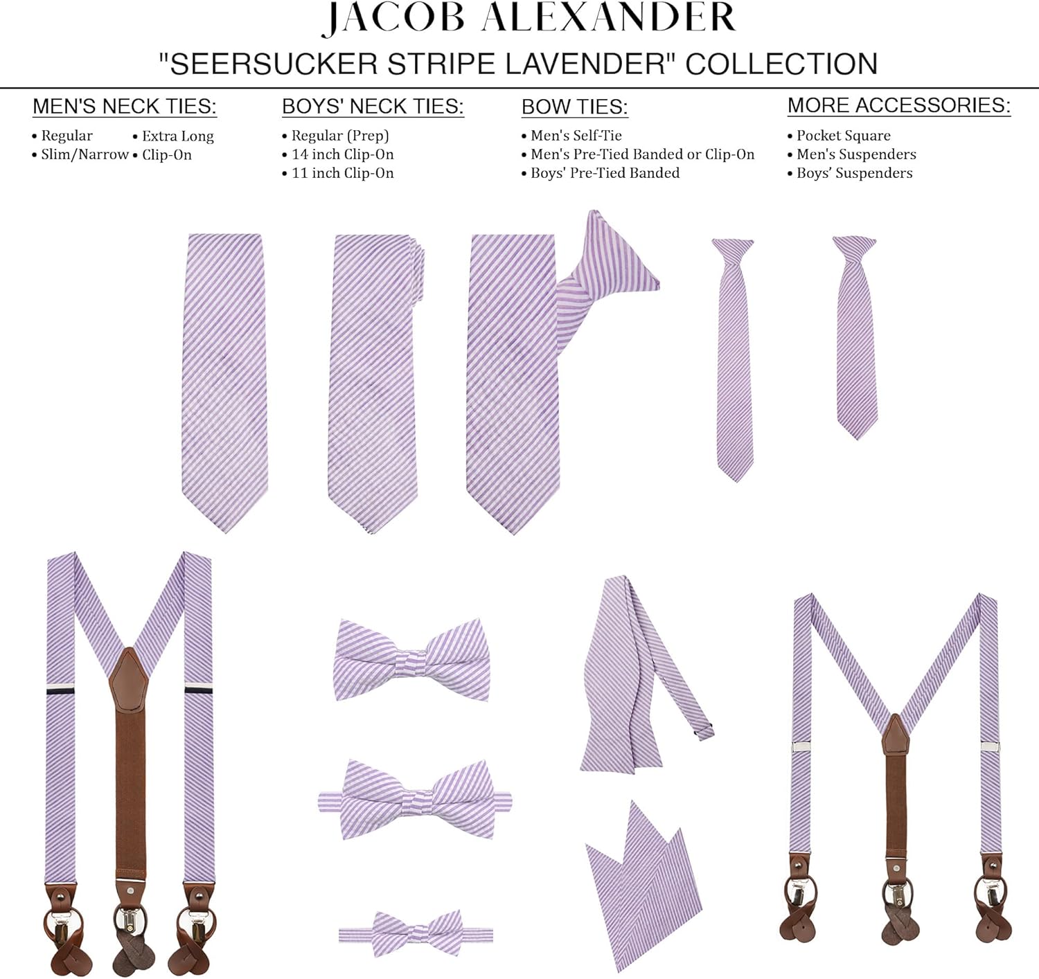 Jacob Alexander Boys' Seersucker Suspenders Pre-Tied Banded Bow Tie and Pocket Square Set