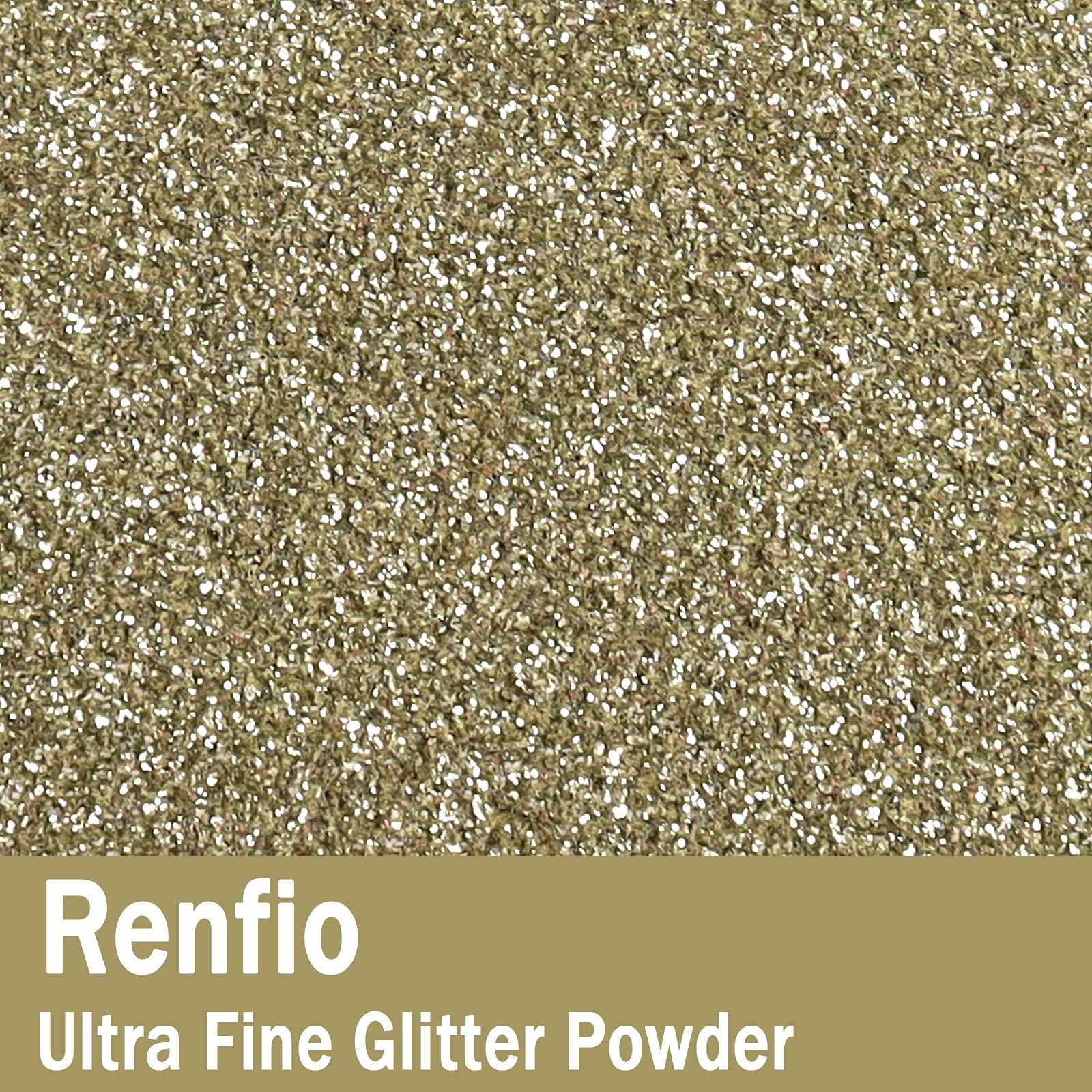 Renfio Polvo de purpurina ultrafino de resina metálica con purpurina en copos de purpurina para manualidades, lentejuelas, copos de epoxi, para vasos, 1.7 onzas (50 g), color plateado champán
