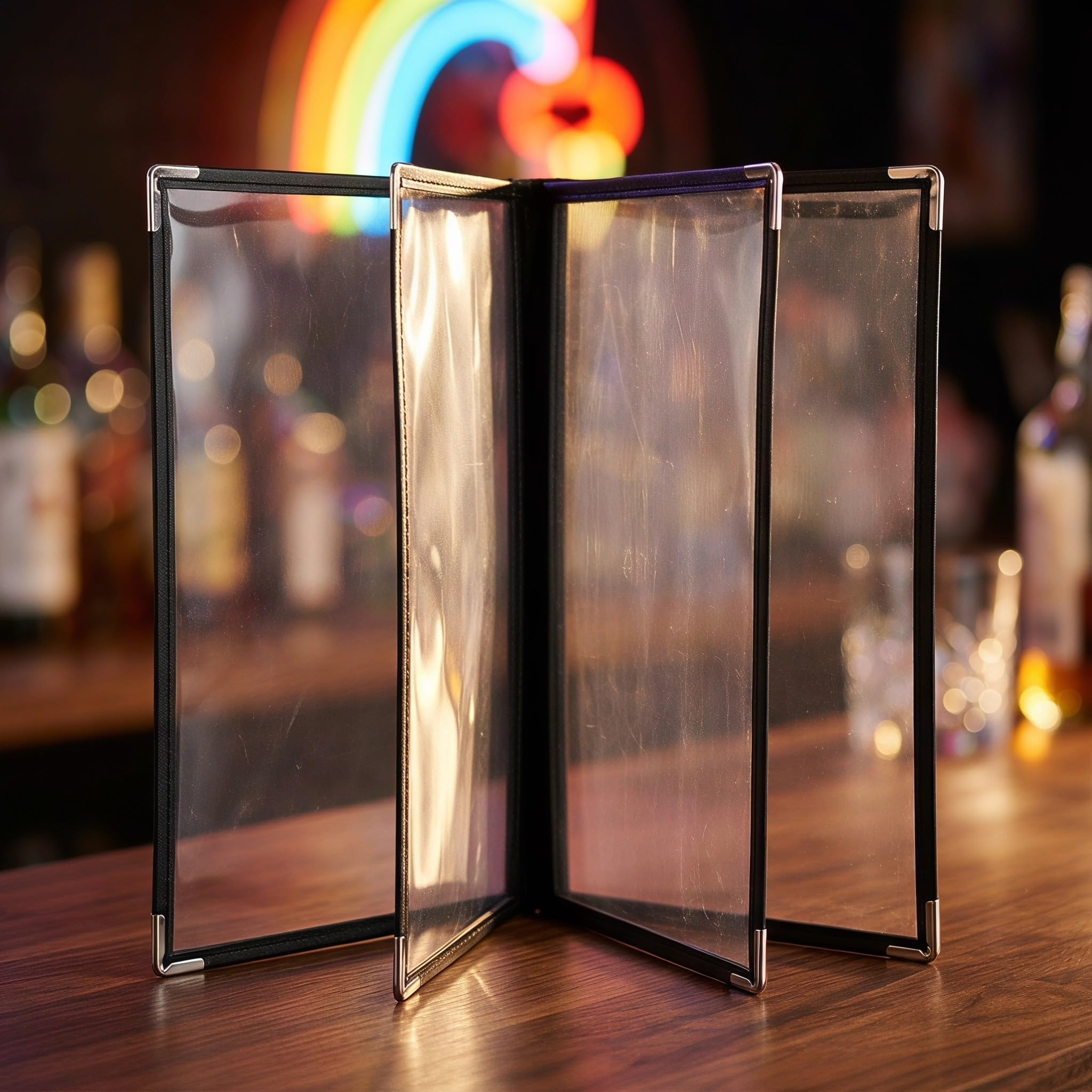 SOLUSTRE 4-częściowy folder ekspozycyjny na menu, 4 strony, 8 widoków, wymienny futerał na menu | Książka prezentacyjna hotelu i pensjonatu w formacie A4 do domowej restauracji, baru i kawiarni, uchwyt na cennik