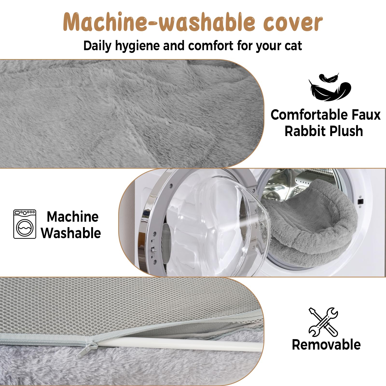 Hamac Chat Fenetre, Hamac pour Chat 60 x 30 cm, Ventouses Puissantes, Peu Encombrante, Charge Maximale 18 kg (Gris)