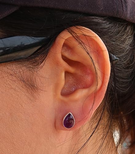 Vista 126 de Sterling Silver Black Onyx Handmade Round Stud Earrings for Women & Men - 9mm Black Onyx Cabochon