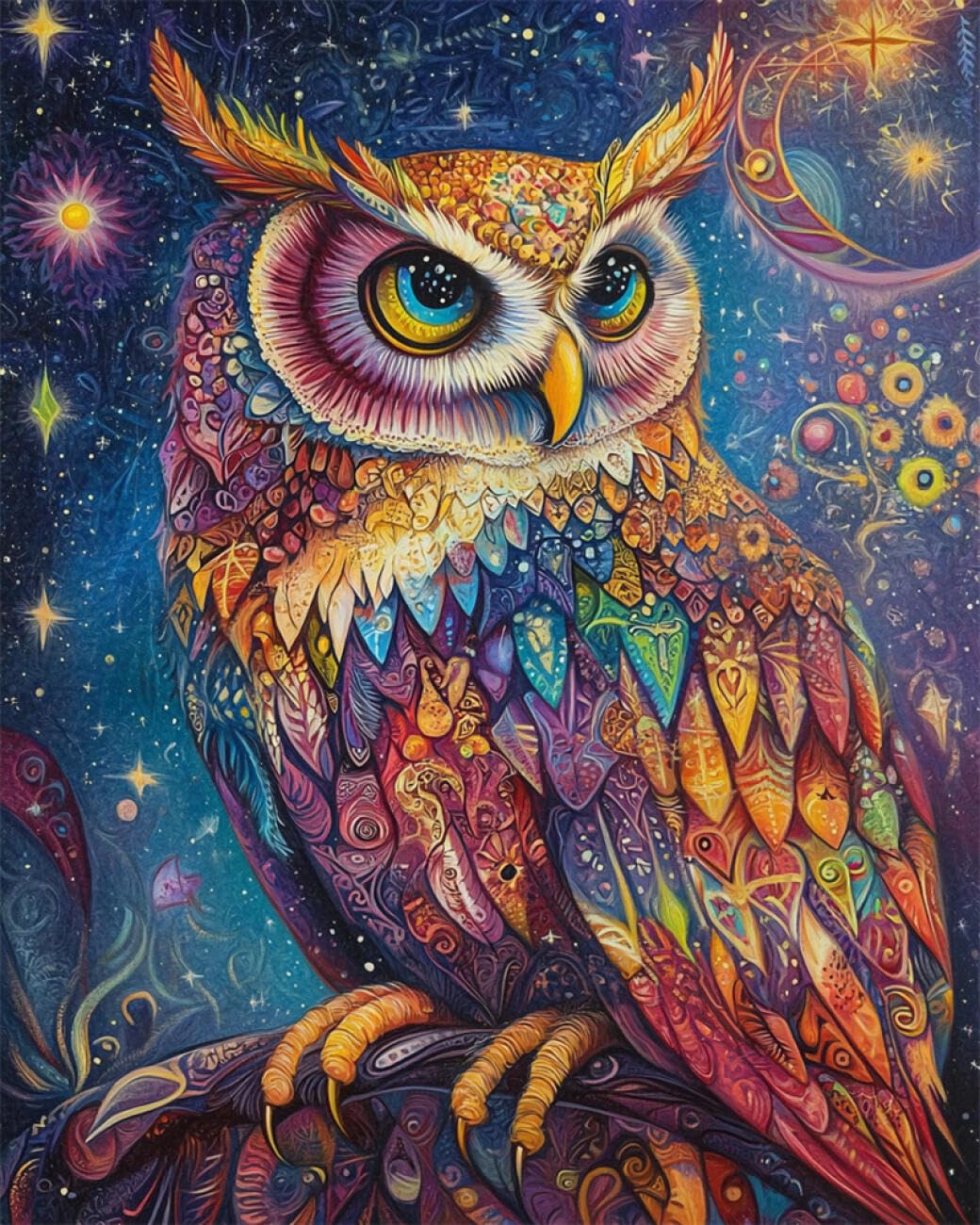 RKFLGEW DIY Embroidery Beads Set Cartoon Owl 50x70cm