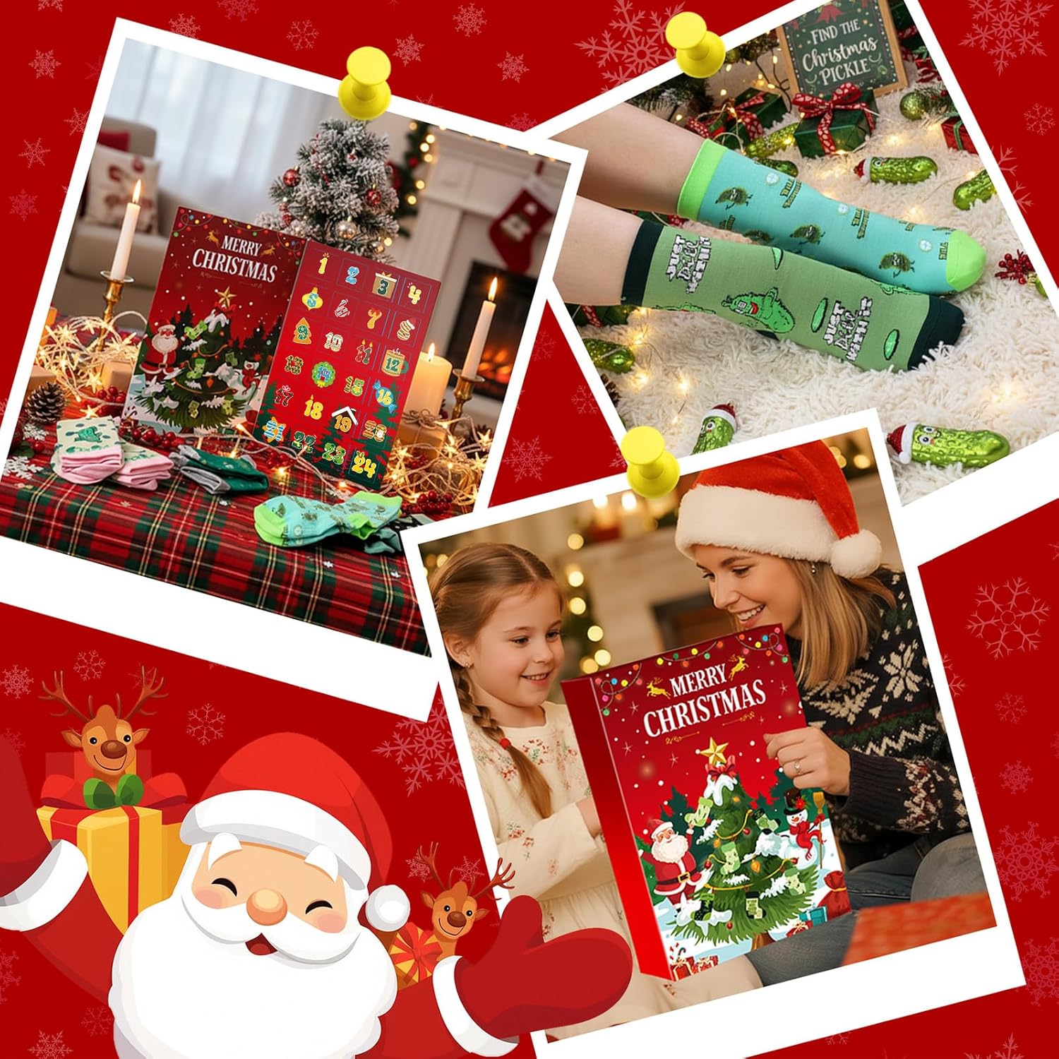 Hercicy 24 Pairs of Christmas Socks Advent Calendar for Adults Men Women Warm Cotton Pickle Socks Countdown to 2026 Christmas Funny Advent 24 Days Countdown Gifts for Fun Xmas Party Favors