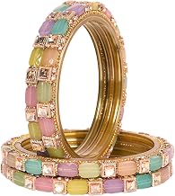 Swara Creations Multicolor Glass Kadas Set for Women |Colorful Kadas Stonework| Perfect for Wedding & Special Occasions (SKU400)