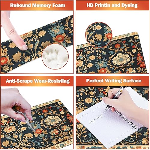 Miniatura 7 de ARTSO Juego de alfombrillas de escritorio, alfombrilla de mouse extendida para juegos con soporte para muñecas + reposamuñecas para teclado +