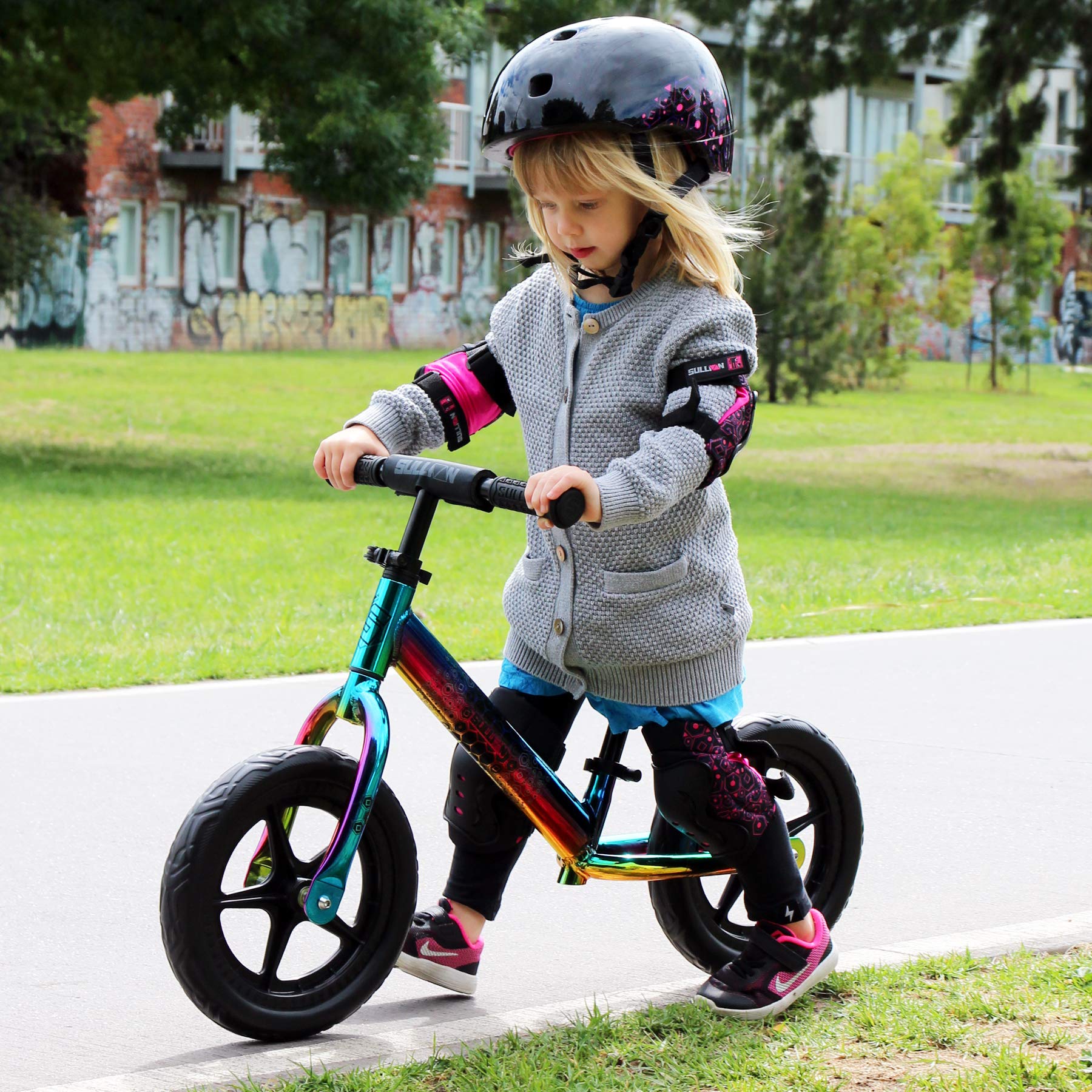 SULLIVAN Evade Balance Bike, Premium Quality, Super Lightweight 4lbs, Perfect for Age 2 to 5 Years, Adjustable, 12 inch Wheels EVA Tires, ABEC Bearings, Safety Pad, Saddle with Carry Handle, No Pedals
