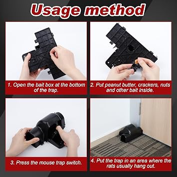 Reusable Rat & Chipmunk Traps, Prevents Accidental Triggering Mouse Trap, Humane Rat Trap Outdoor