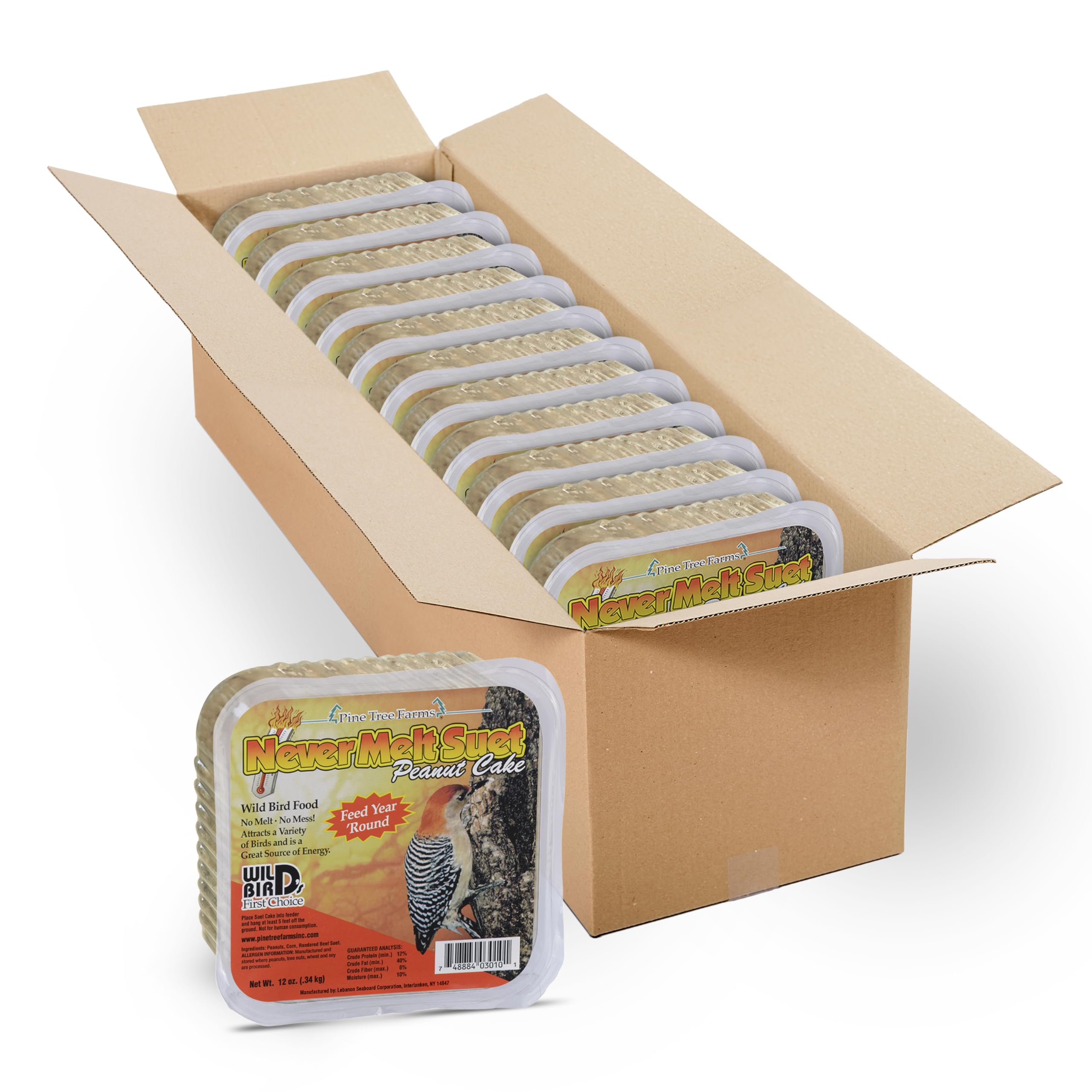Pine Tree Farms Never Melt Peanut Suet Cake, 12 oz. (Pack of 12)