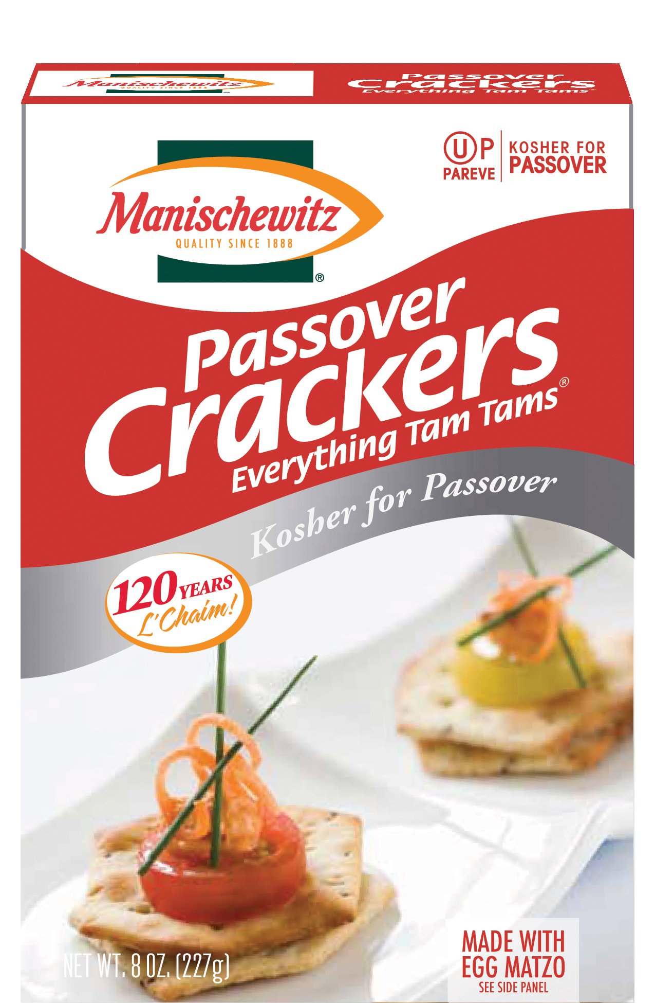 Manischewitz Passover Everything Tam Tam Crackers, 8 Ounce Boxes (Pack of 6)