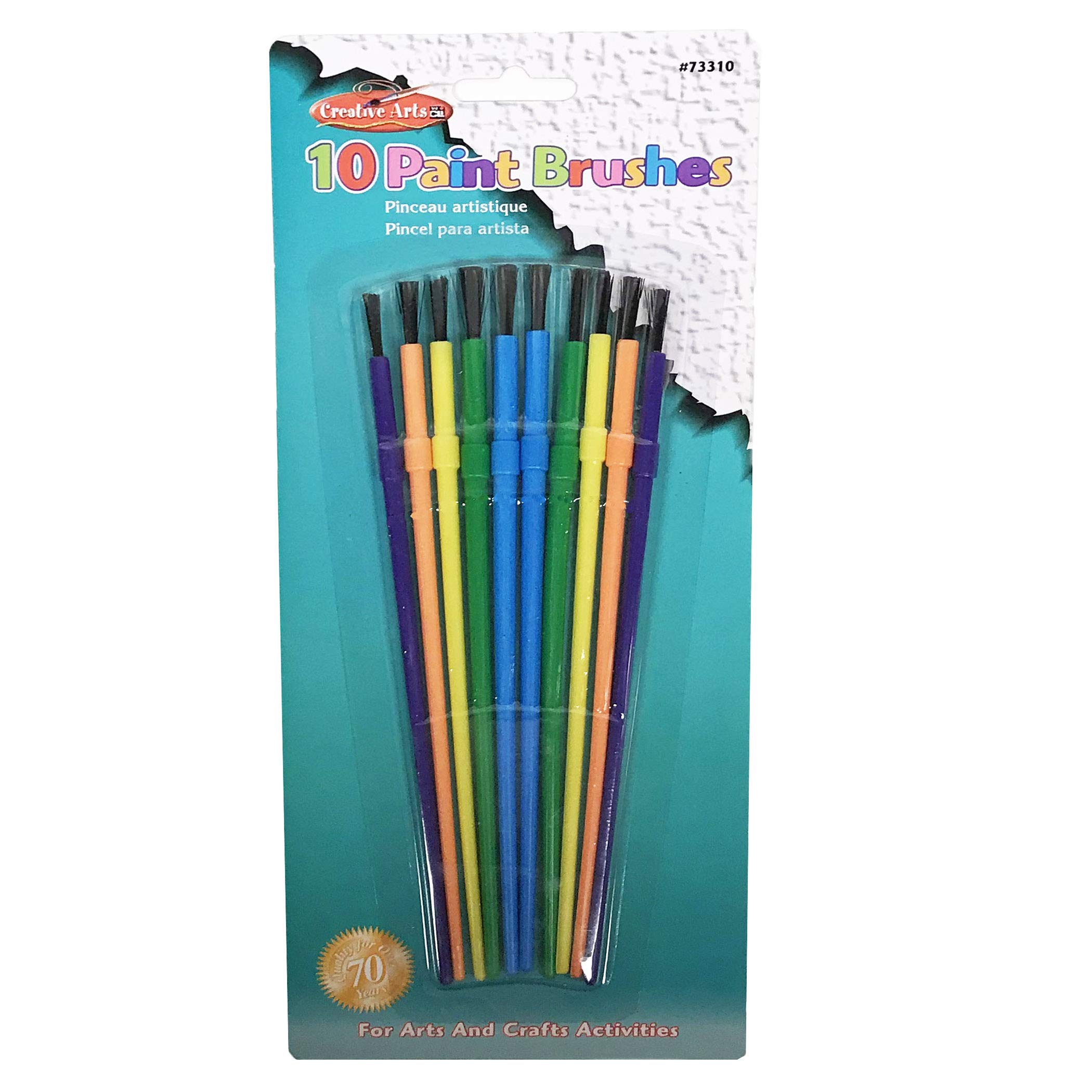 Charles Leonard Creative Arts by Plastic Artist Brushes, Assorted Sizes & Colors, 10/Pack