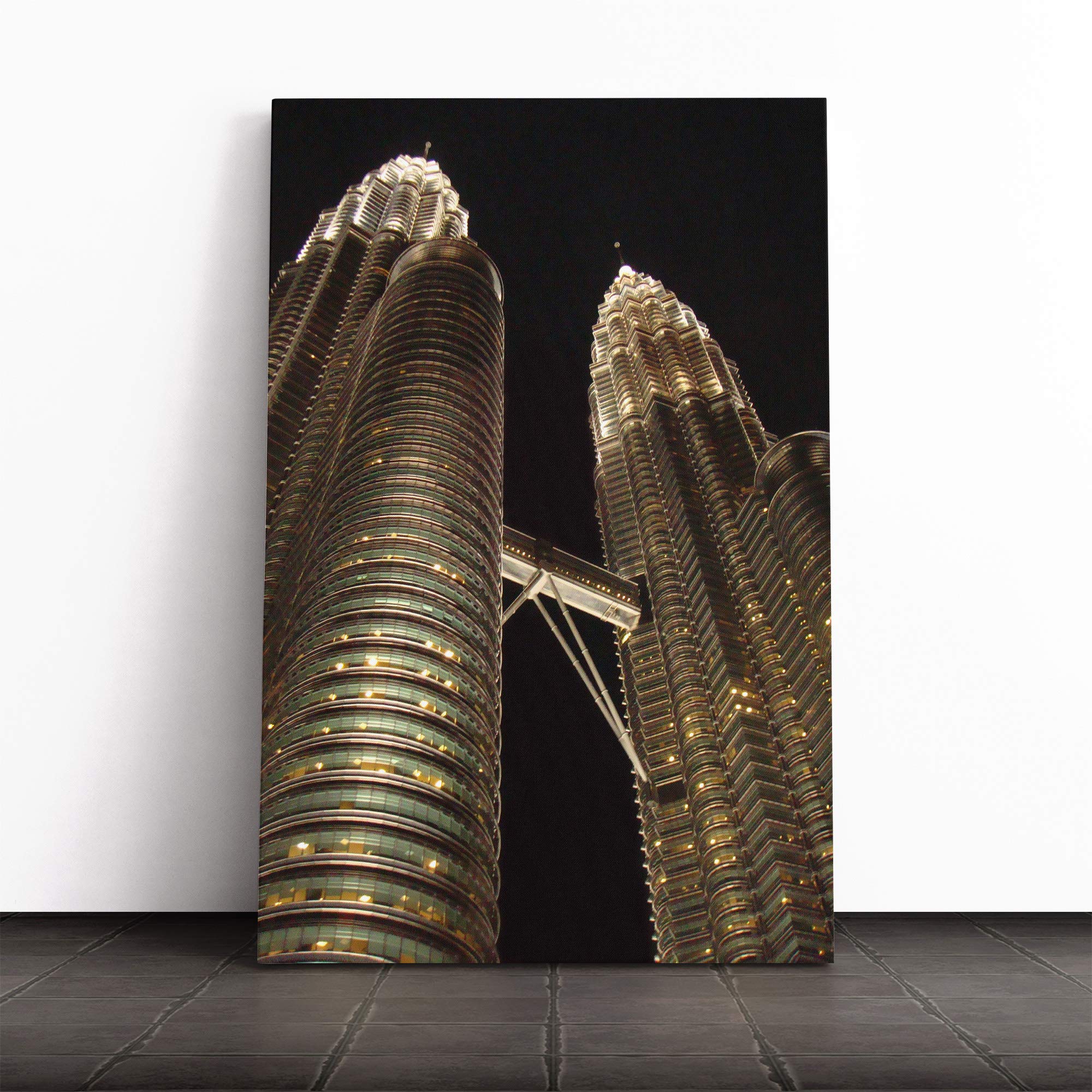 Kuala Lumpur Malaysia Petronas Towers (1) Canvas Print | Gallery Wrapped 30mm Frame Wall Art | 24x16 inches | Ready to Hang | Modern Picture | Living Room Bedroom Lounge Office