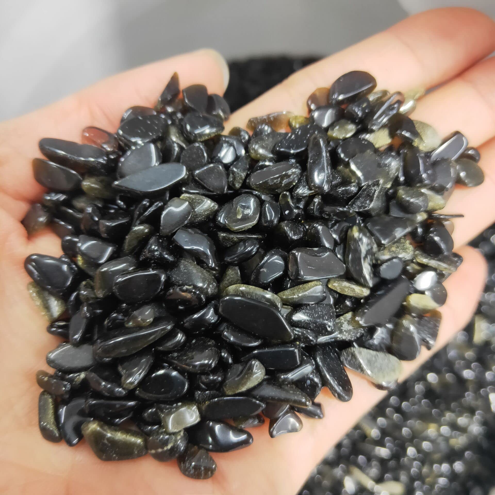 Decoración del hogar, Grava de obsidiana Dorada Natural, Cristales Naturales, peceras y acuarios, decoración del hogar, Piedras Modernas decoración de la habitación (Size : 500g)