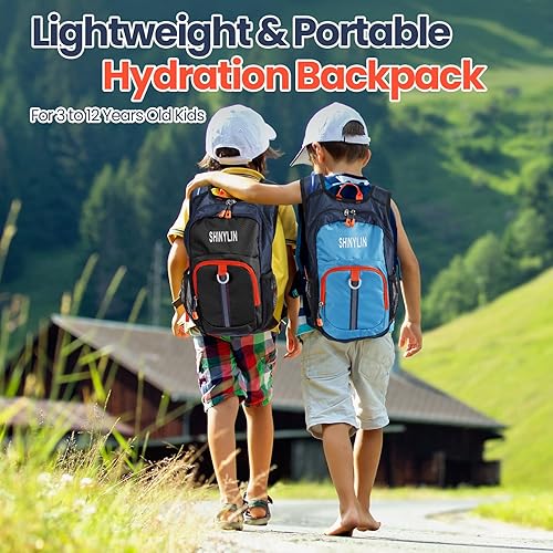 Miniatura 7 de Mochila de hidratación para niños con vejiga de agua de 1,5 l, ligera, mochila de senderismo para niños, mochila de agua para niños y niñas,