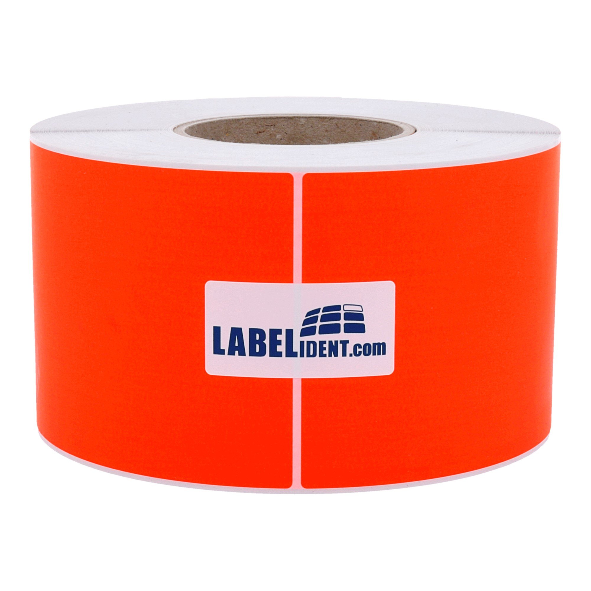 Labelident Etiketten neonrot 100 x 150 mm - stark selbstklebend - 4 Rollen à 1.000 farbige Logistiketiketten auf 76 mm Kern für Thermotransferdrucker