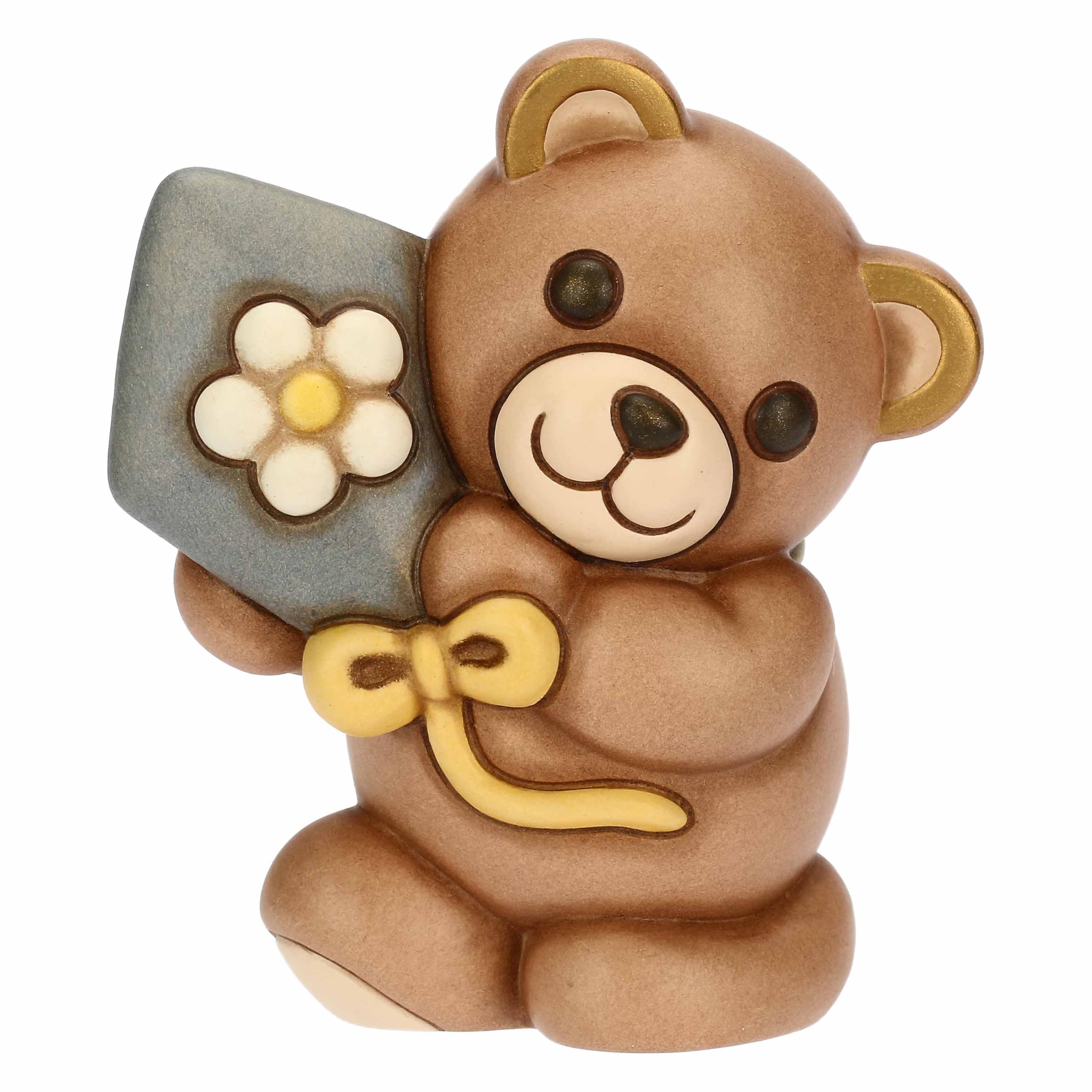 THUN - Spring Teddy with Kite, Medium - Ceramic - Spring Garden Collection - 9.5 x 6.5 x 11 cm