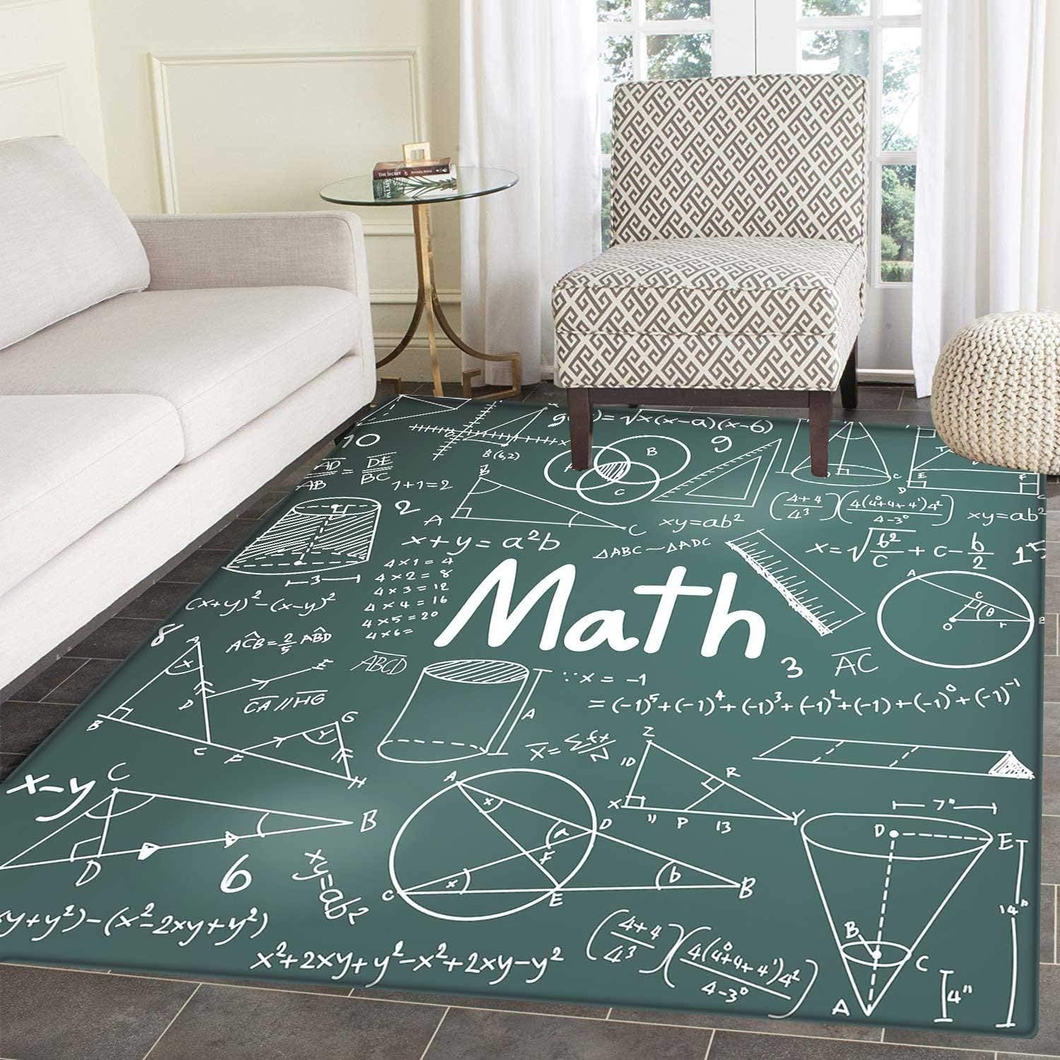 Mathematics Classroom Decor Area Rug Carpet School Board Full of