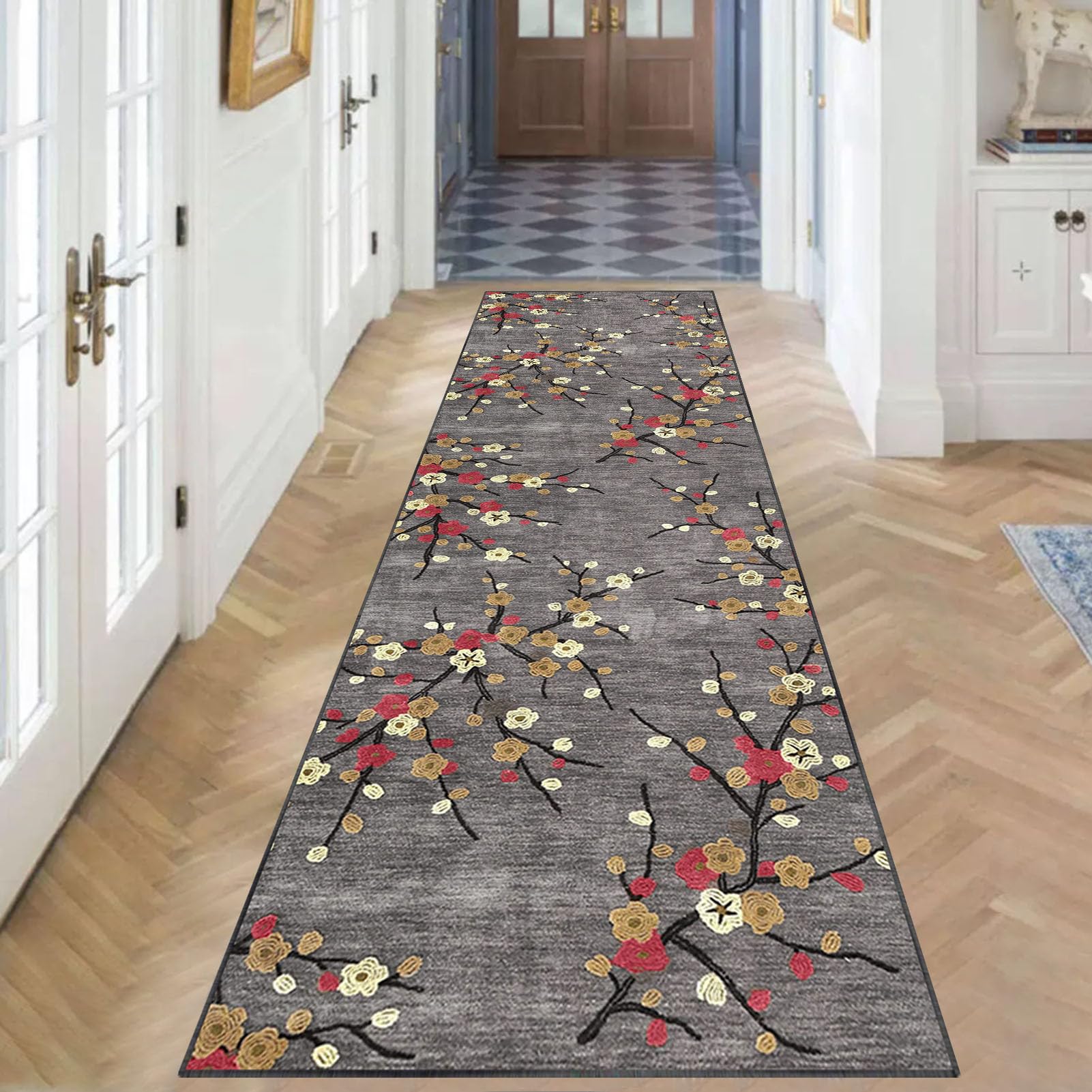 Tapis Couloir Long 40x70 Cm Motifs Géométriques - Tapis Cuisine Antidérapant Lavable