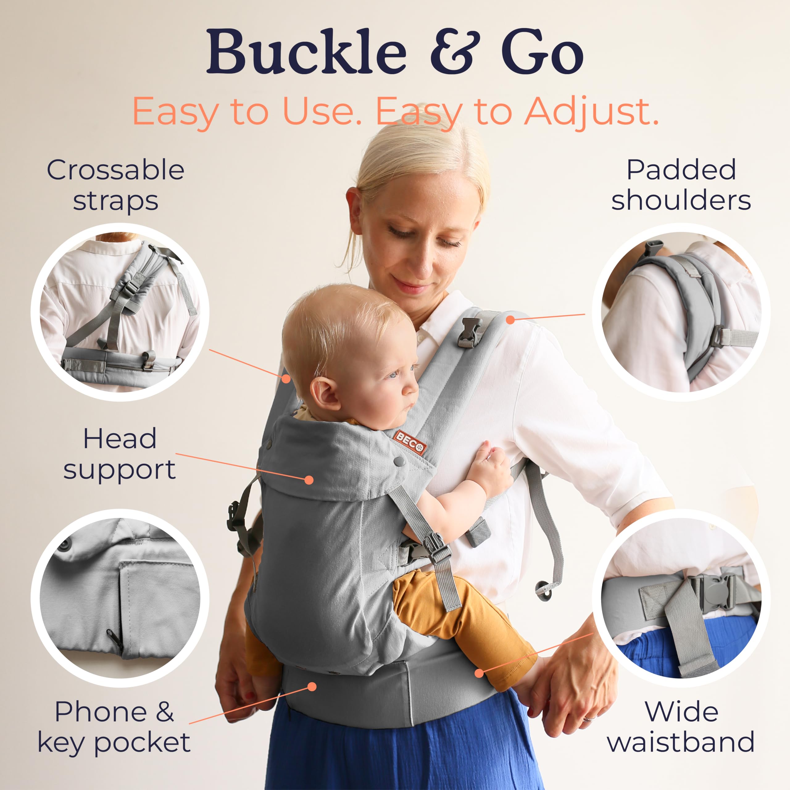 Beco Gemini 2.0 nosidełko dla noworodków i małych dzieci (3-15 kg) z podpórką M-Cloud – ergonomiczne, wygodne noszenie 4 w 1, certyfikat przyjazny dla bioder, regulowane dla wszystkich rodziców