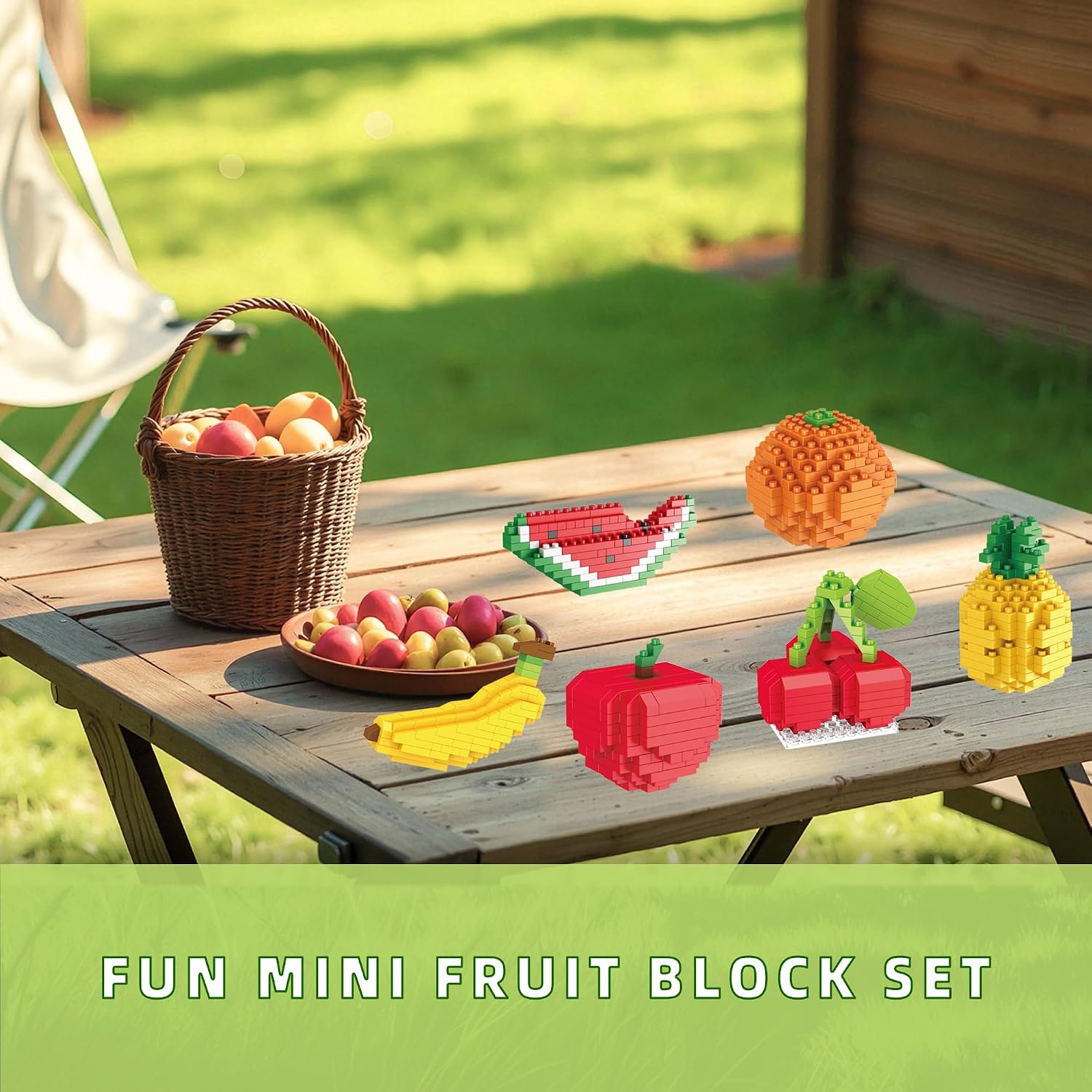 Food Micro Building Blocks Sets - 6 Packs Cute Fruit Series Mini Building Bricks Kit Toys for Adults Birthday Party Favors, Goodie Bags with Apple, Cherry, Banana, Watermelon, Pineapple, Orange image 2