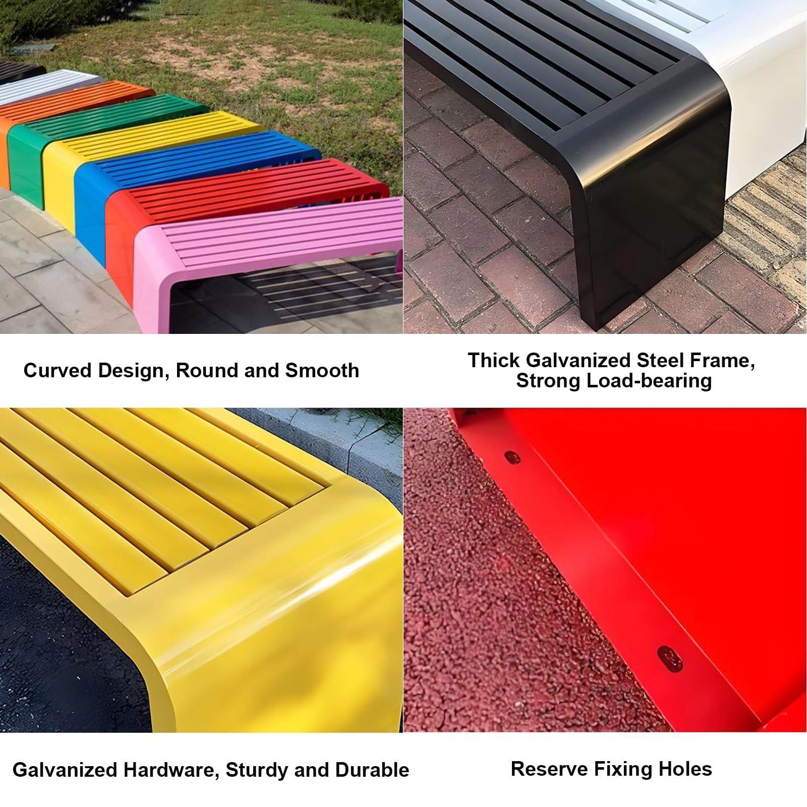 Genérico Banco de Parque Exterior de Acero Inoxidable Resistente a la Intemperie y de Alta Resistencia - Elegante Asiento de jardín Negro para Patio y Piscina, 100 cm (39,3 Pulgadas), Banco de Porche