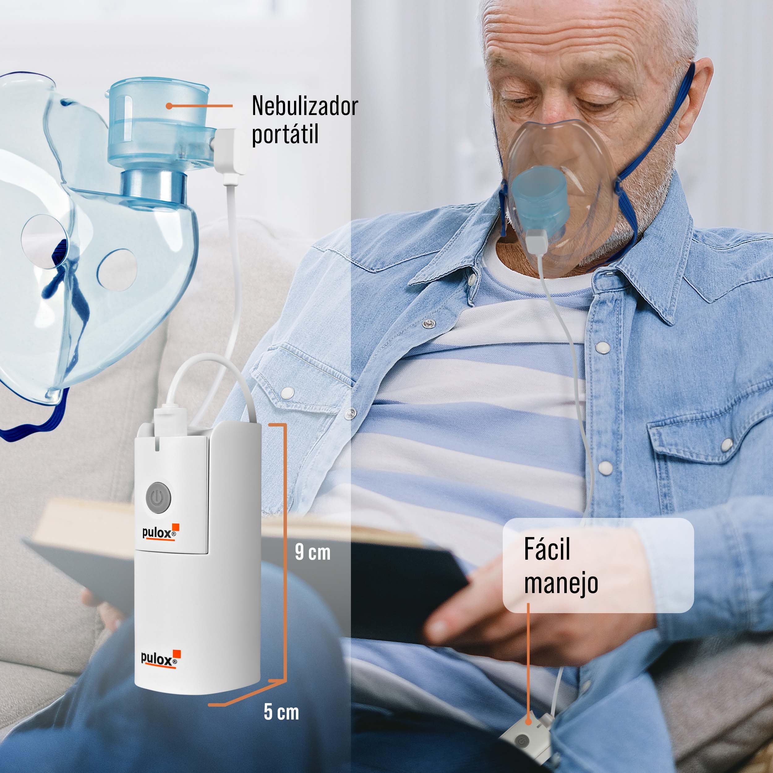 Pulox IN-200 Vapo Nebulizador - Inhalador portátil con mascarilla para adultos y niños resfriados o asmáticos - Uso manos libres