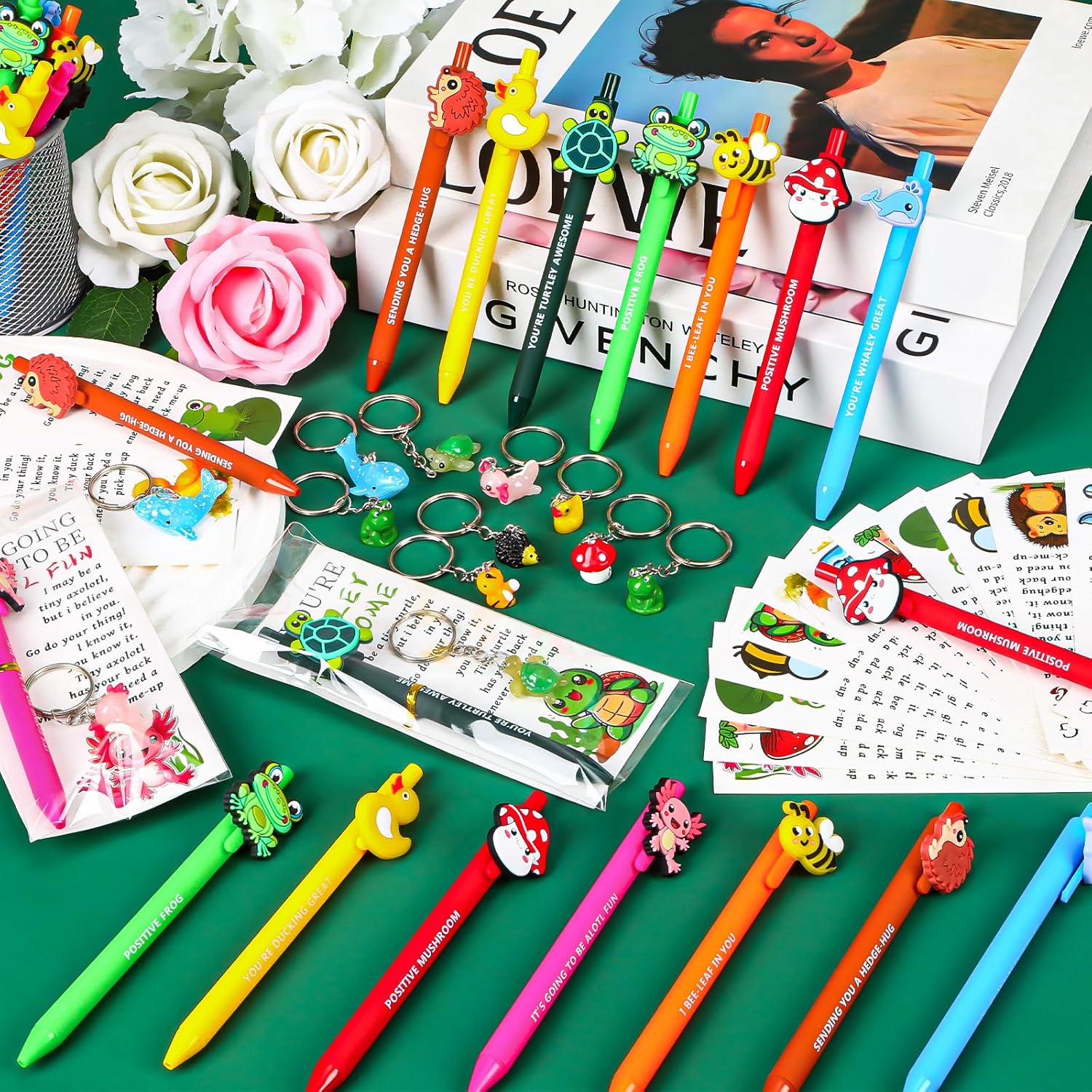 24Set Employee Appreciation Gifts Bulk, Thank You Inspirational Ballpoint Pens with Funny Animal Keychains Cards Christmas Gifts for Coworkers Teacher Team Staff - Image 5