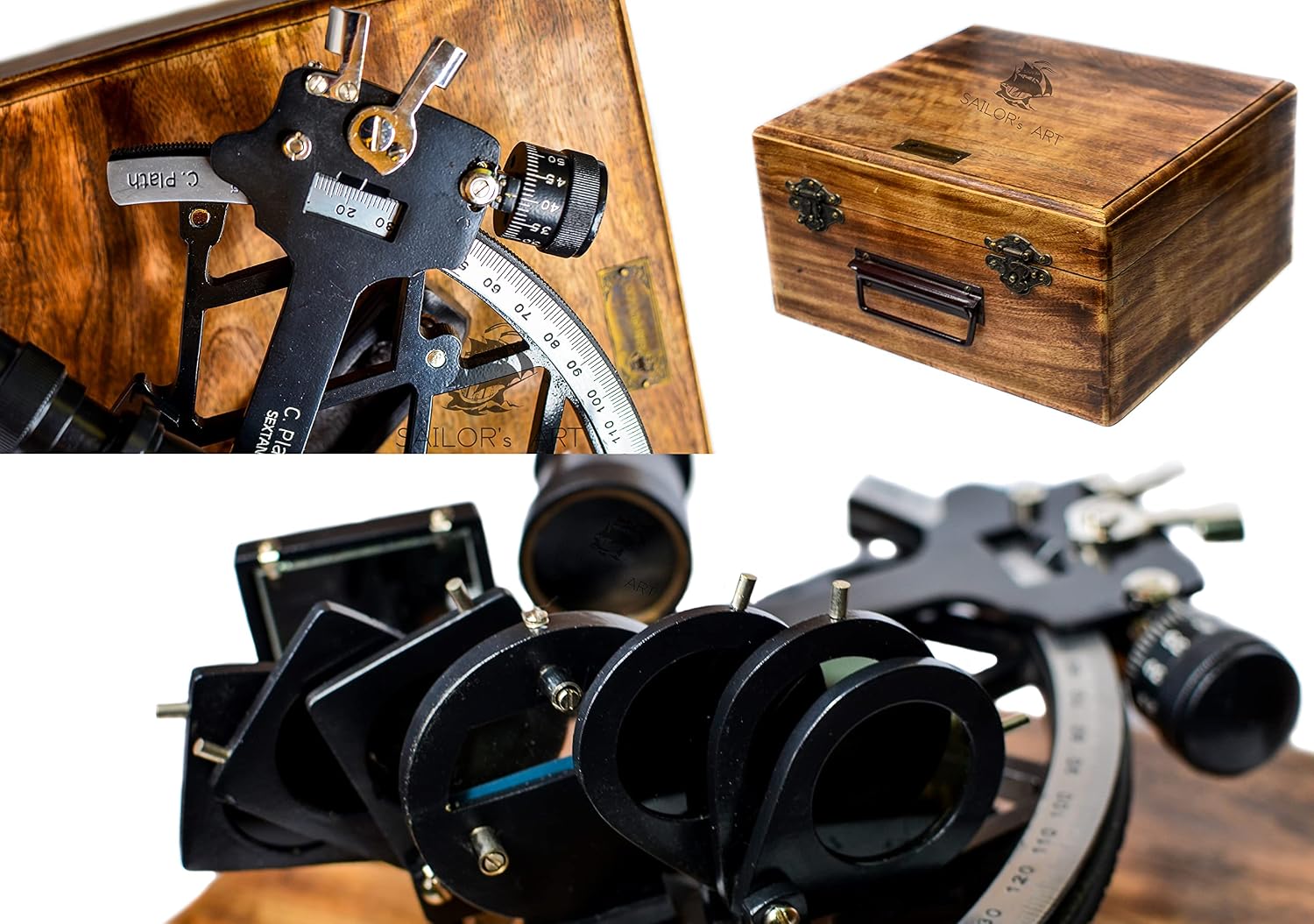 Sailor's Art C.Plath Antique Look Nautical Sextant 1712 9" Made for Mariners, Surveyors,Home Decor