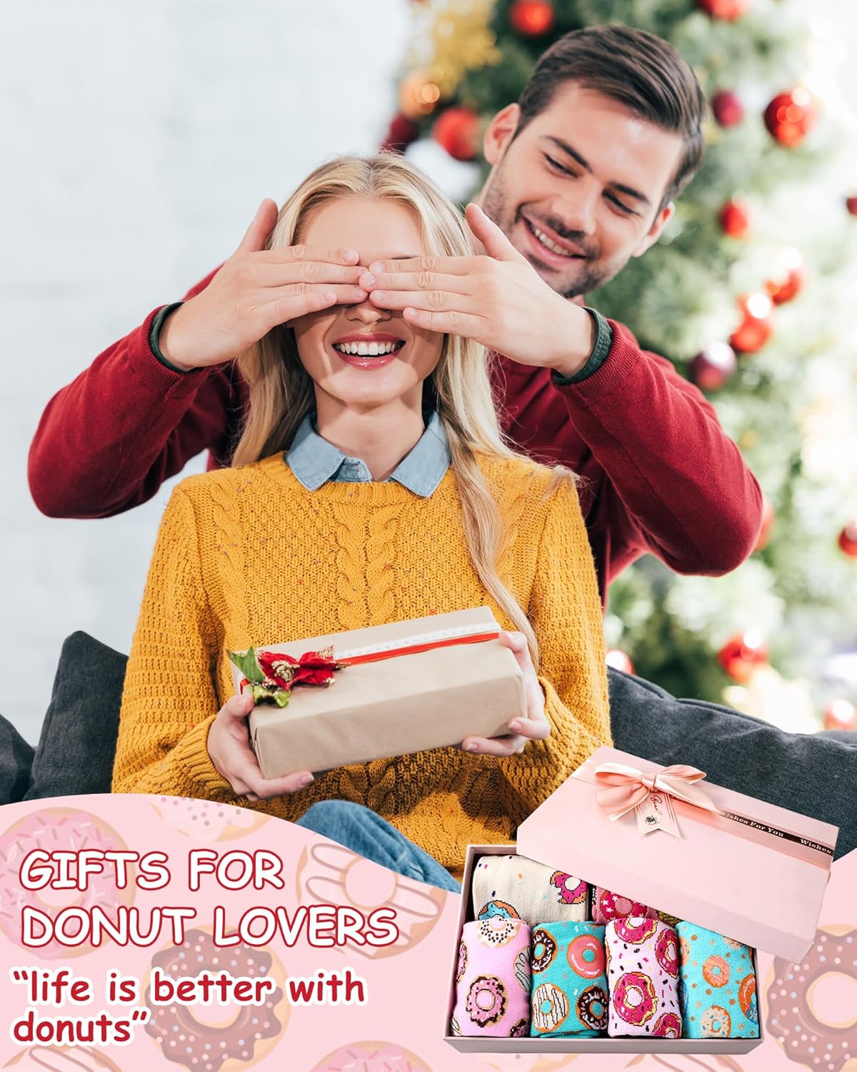 Liitrsh 6 Pairs Donut Socks for Women Novelty Fun Donut Lover Gifts Pattern Casual Crew Socks Birthday Holiday Gifts - Image 7