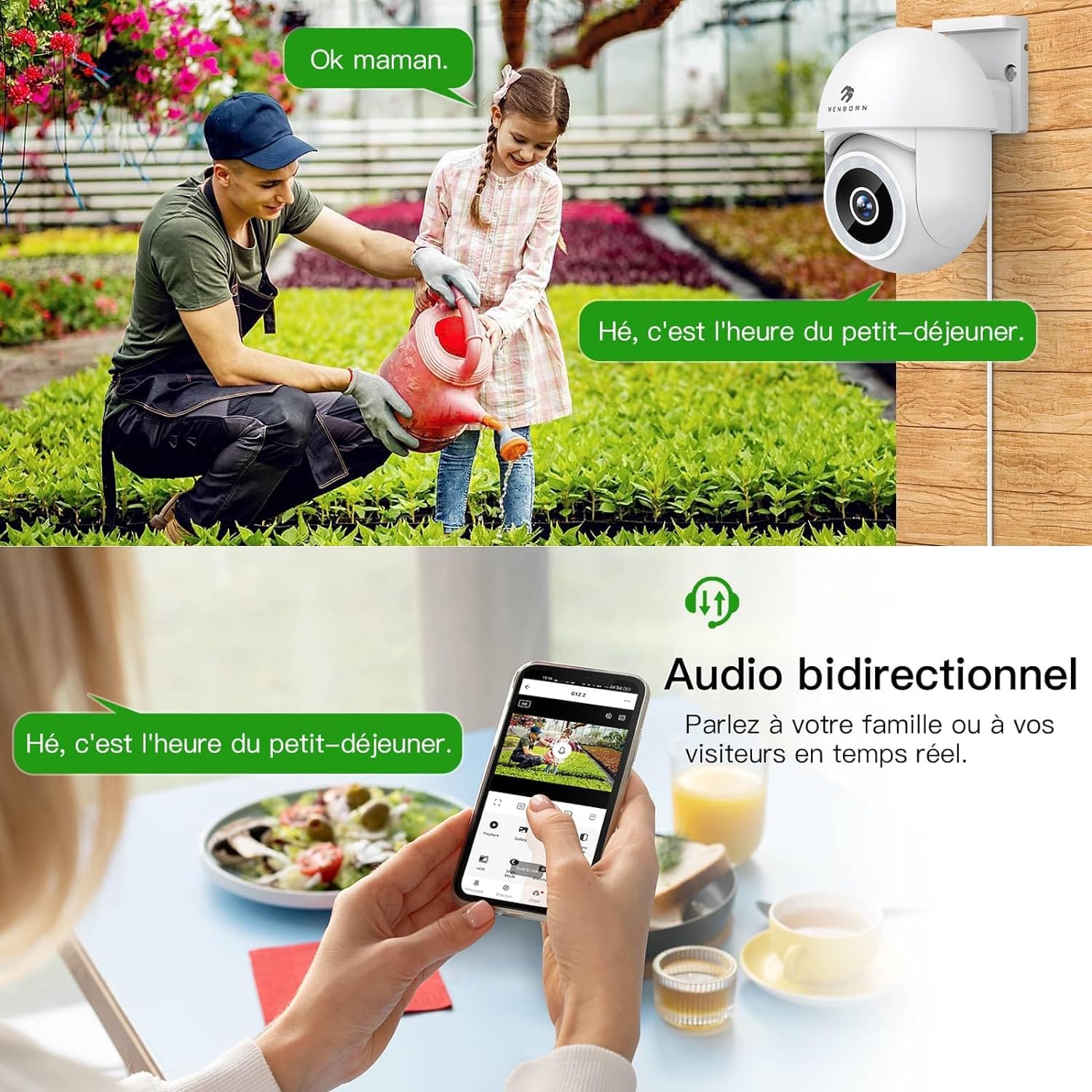 Caméra Surveillance Extérieur WiFi 6 2,5K 2,4/5GHz Caméra Extérieure 360° | Caméra de surveillance avec projecteur, vision nocturne couleur, suivi automatique, audio bidirectionnel et compatible Alexa