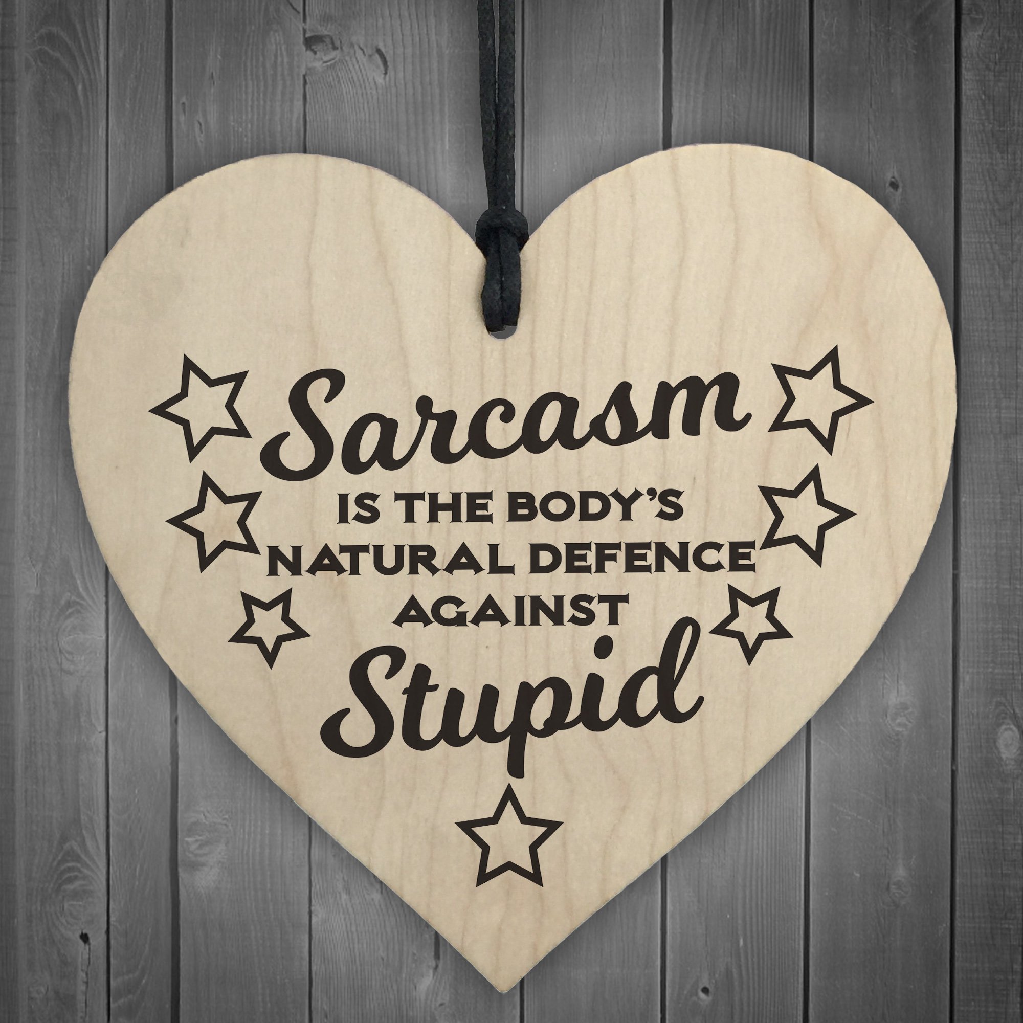 Red Ocean Sarcasm Against Stupid Novelty Wooden Hanging Heart Plaque Friendship Funny Sign