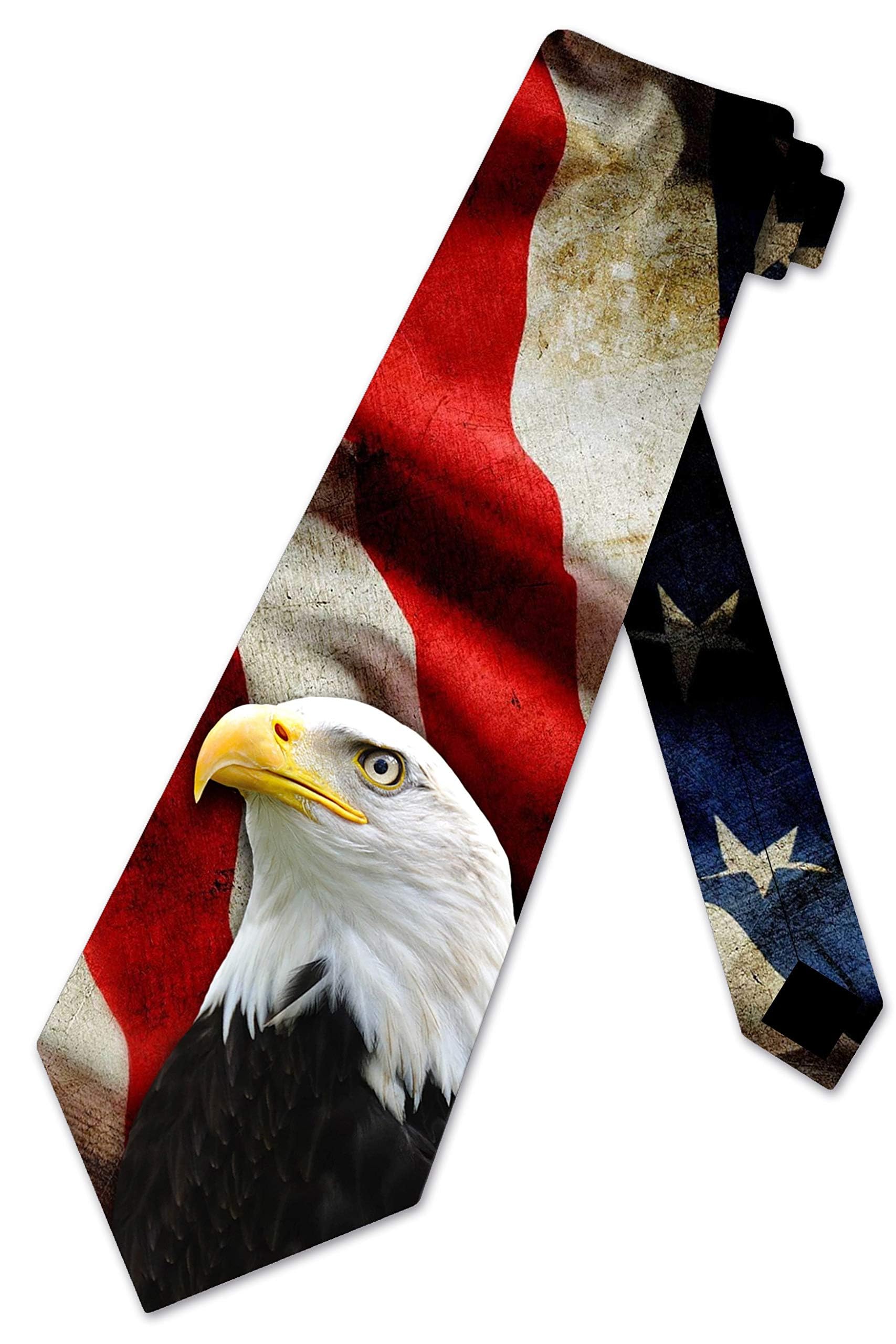 Three Rooker Flag Ties Mens Patriotic Eagle Necktie