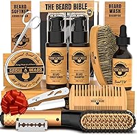 Grow Alpha Beard Straightener Grooming Kit for Men - Heated Comb, Growth Oil, Balm, Brush, Shampoo & More for All Beard Types