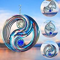 Vista 53 de FONMY - Molinillo de viento con forma de mandala y con bola de cristal en 3D, de acero inoxidable, atrapasol, ideal como regalo de Navidad
