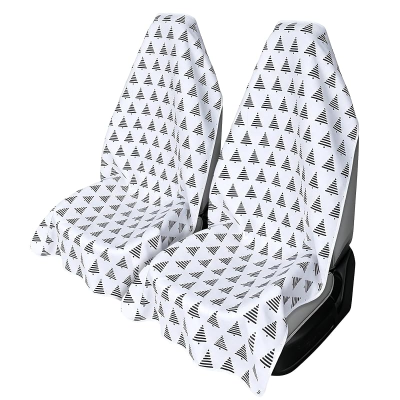 Capa-toalha impermeável para banco dianteiro de carro DREAMANIA, antiderrapante, microfibra preta e branca, kit com 2 unidades