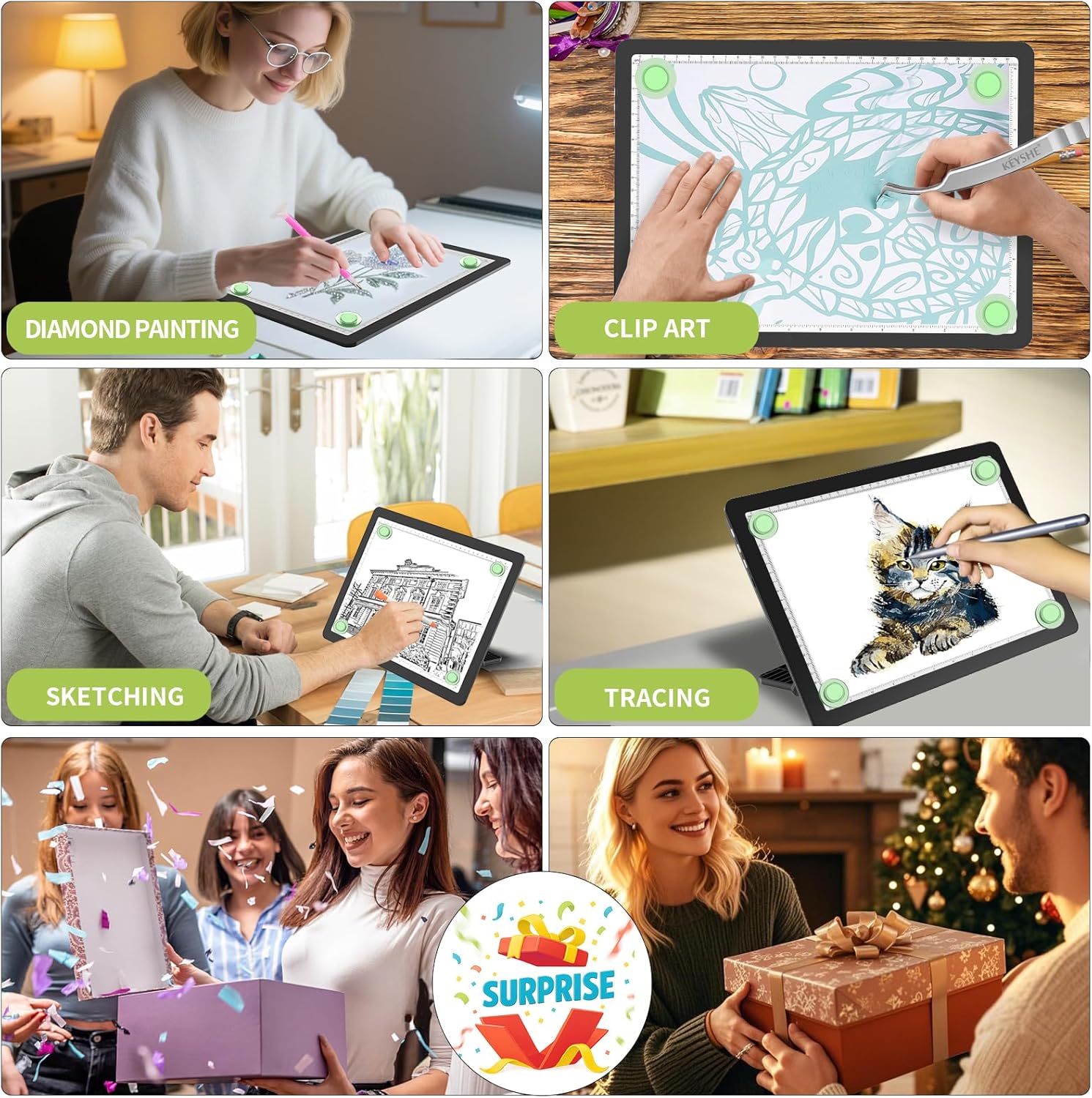 YINGWOND Rechargeable A4 Light Pad with Stand,7100LUX Magnetic Diamond Art Light Board,3 Light Colors,Adjustable Brightness,Portable Wireless Light Box for Tracing,Drawing,Sketching