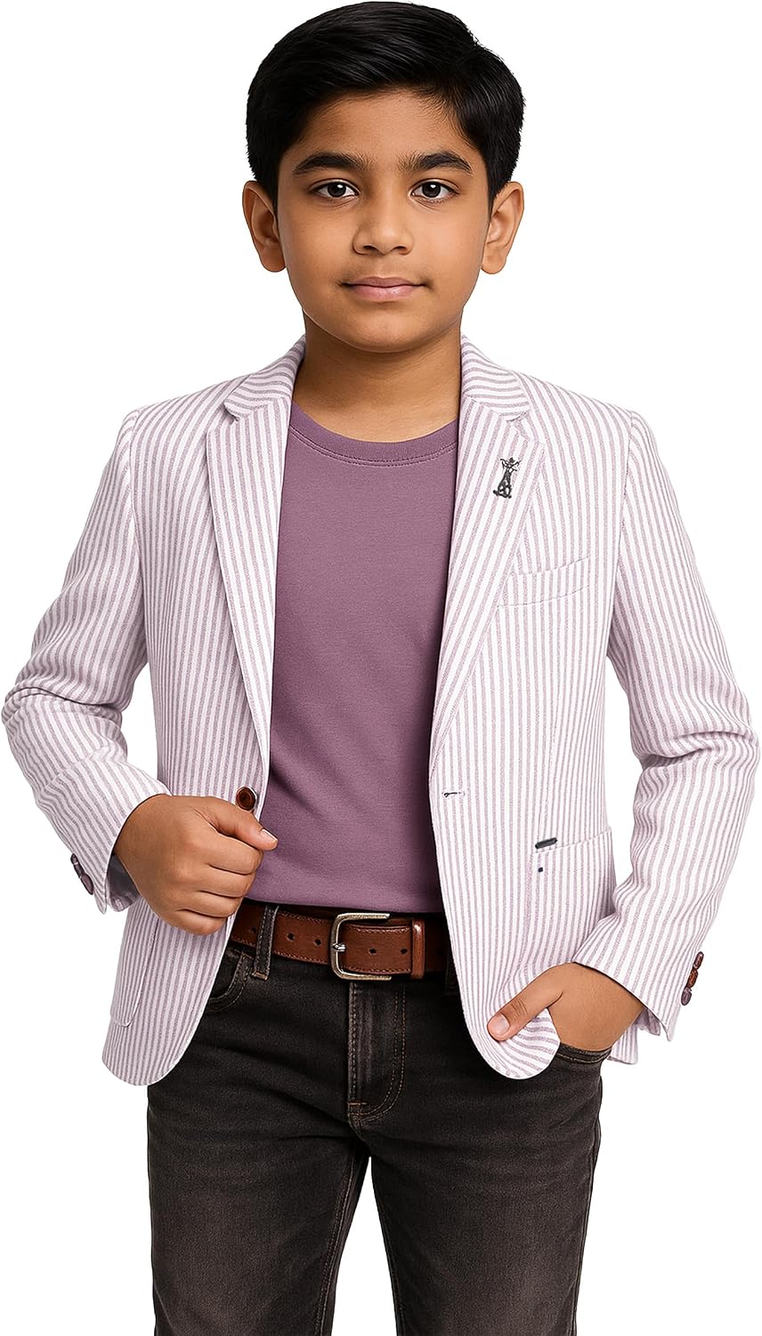 Boy’s Striped Slim Fit Boating Blazer Casual Special Occasion Birthday Wedding Dinner Prom Party Jacket