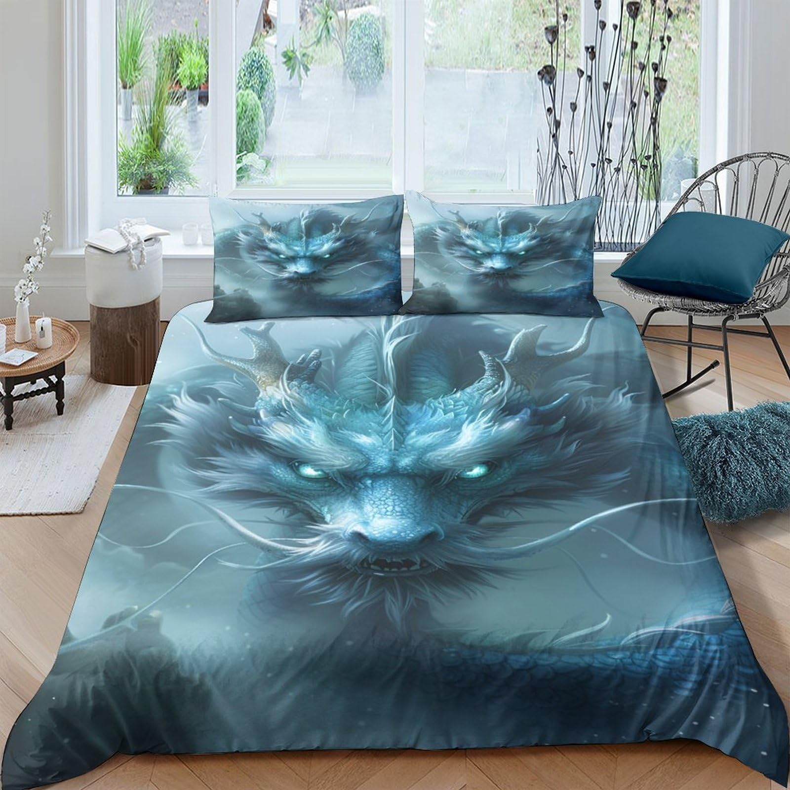 Ctjqhvkz Style-5 3D Printed Mystical Cat Fitted Sheet Microfiber Anti-Slip Blue Fantasy Mattress Cover Bedroom Decor Easy Care Single（135X200cm）