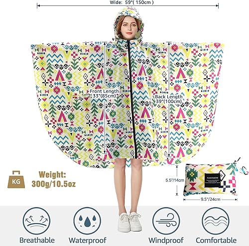 Miniatura 2 de Anyoo Poncho de lluvia impermeable ligero reutilizable senderismo chaqueta con capucha para actividades al aire libre