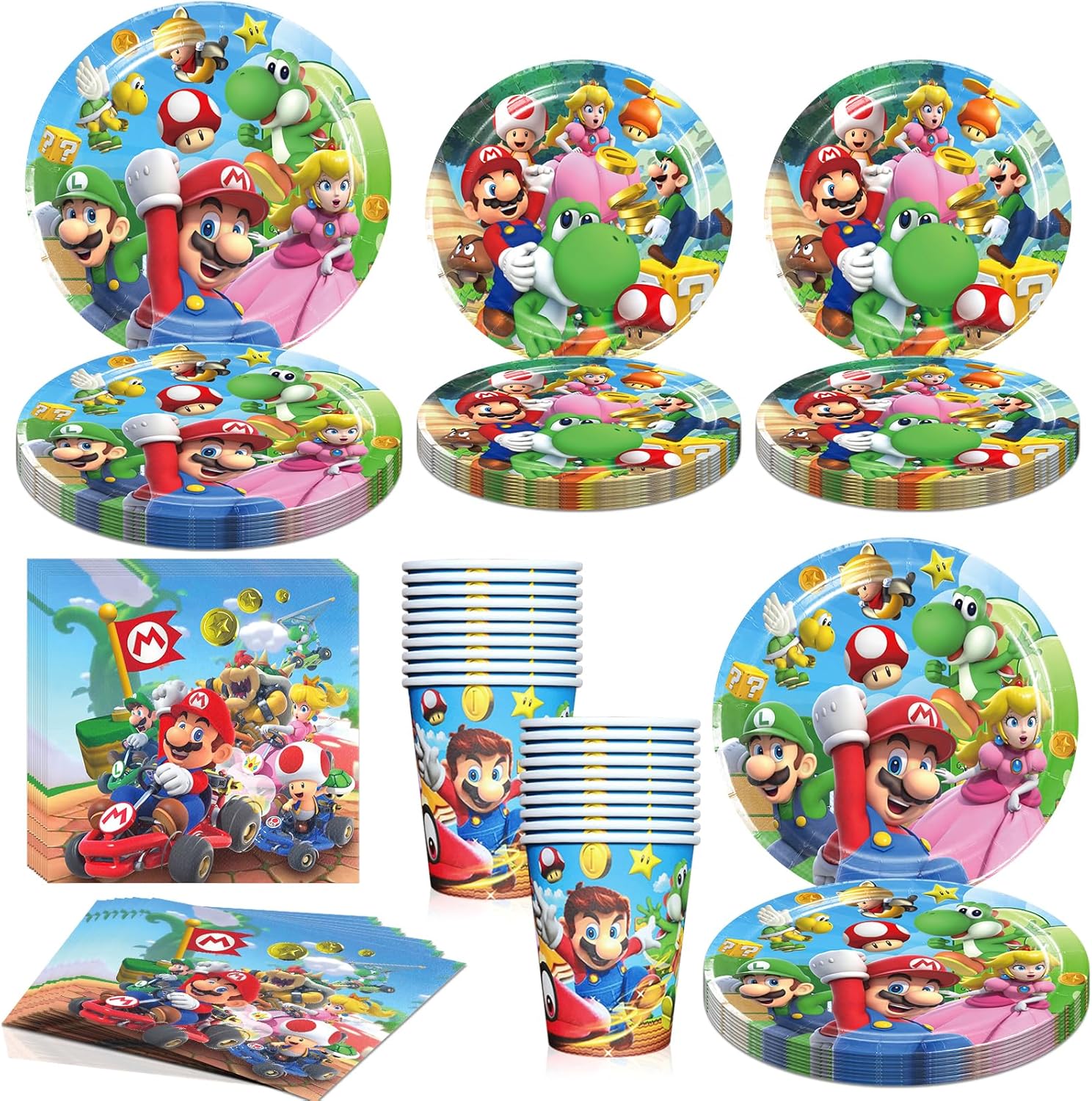80 PCS Brother Tableware Sets, Birthday Party Supplies Mario Paper Plates and Napkins Set Includes 40 PCS Plates, 20 PCS Napkins and 20 PCS Paper Cups for Party Decorations 80 PCS Brother Tableware Sets, Birthday Party Supplies Mario Paper Plates and Napkins Set Includes 40 PCS Plates, 20 PCS Napkins and 20 PCS Paper Cups for Party Decorations